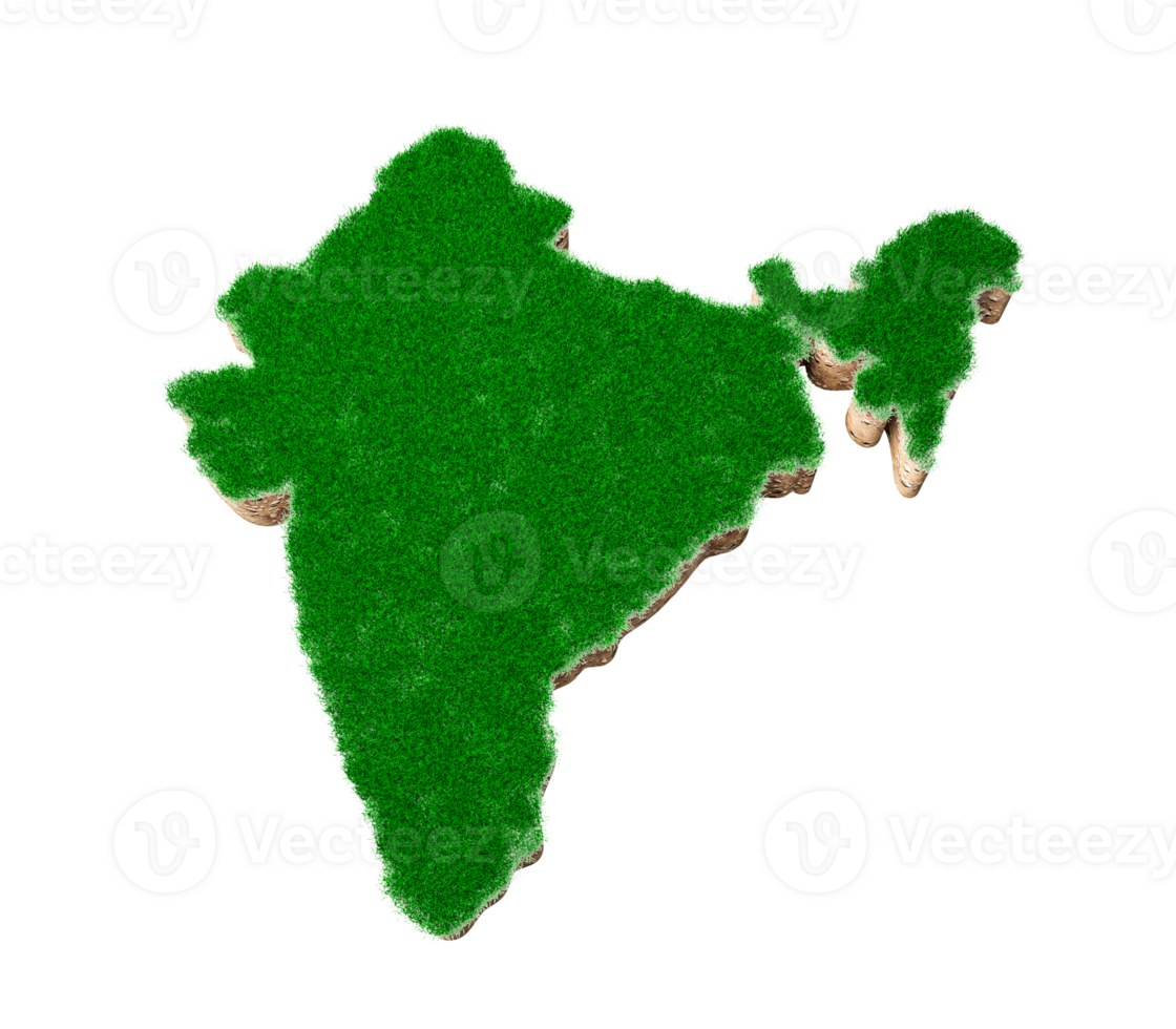 India map soil land geology cross section with green grass 3d illustration png