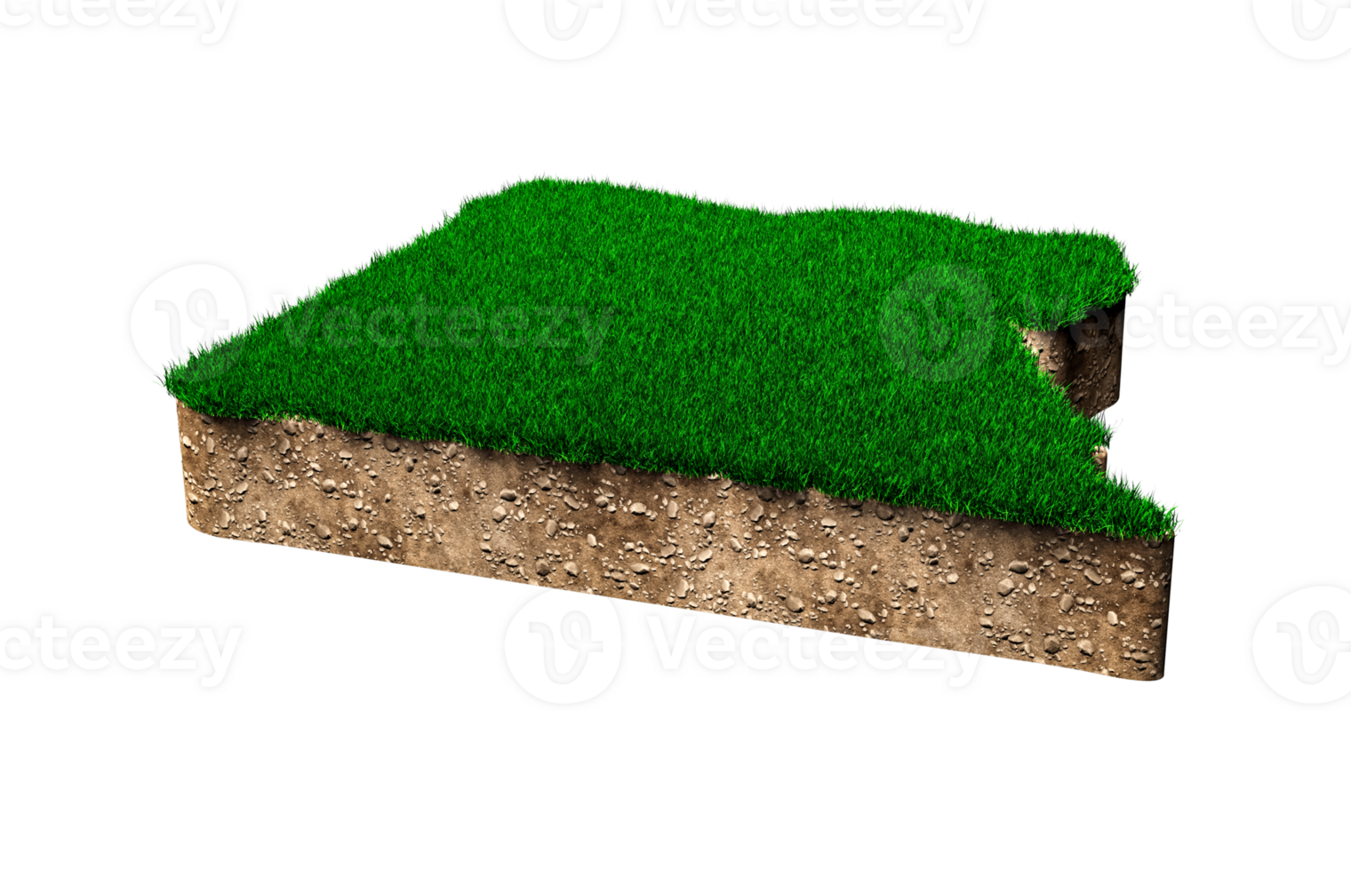 Egypt Map soil land geology cross section with green grass and Rock ground texture 3d illustration png