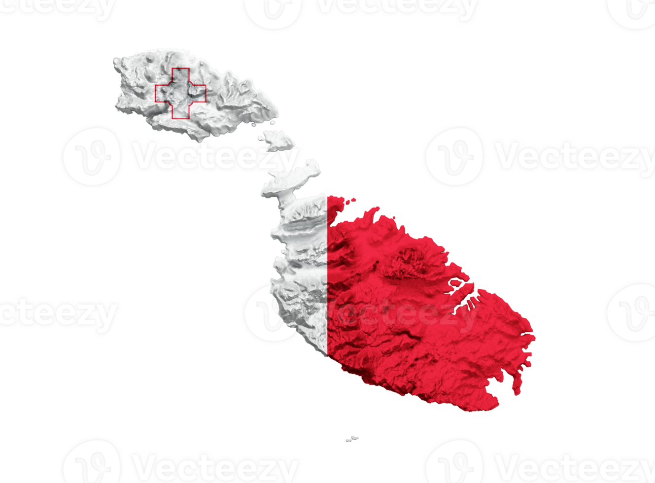 Malta Map Malta Flag Shaded relief Color Height map 3d illustration png