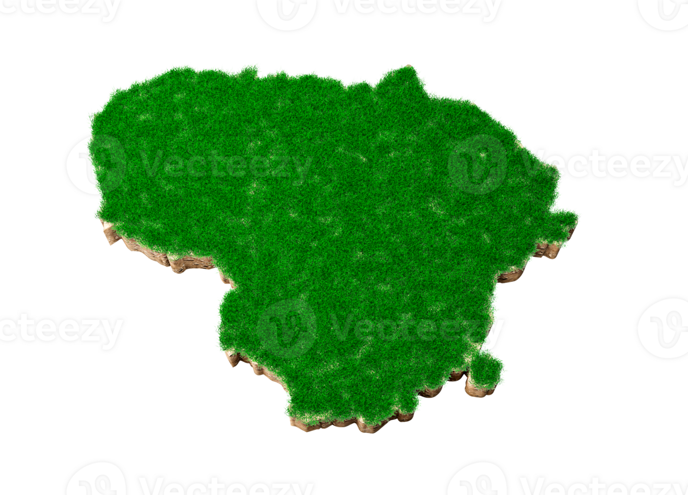 Lithuania Map soil land geology cross section with green grass and Rock ground texture 3d illustration png