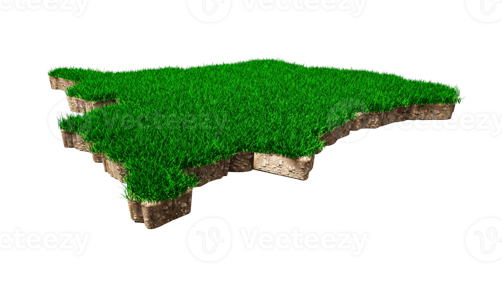 Congo Map soil land geology cross section with green grass and Rock ground texture 3d illustration png