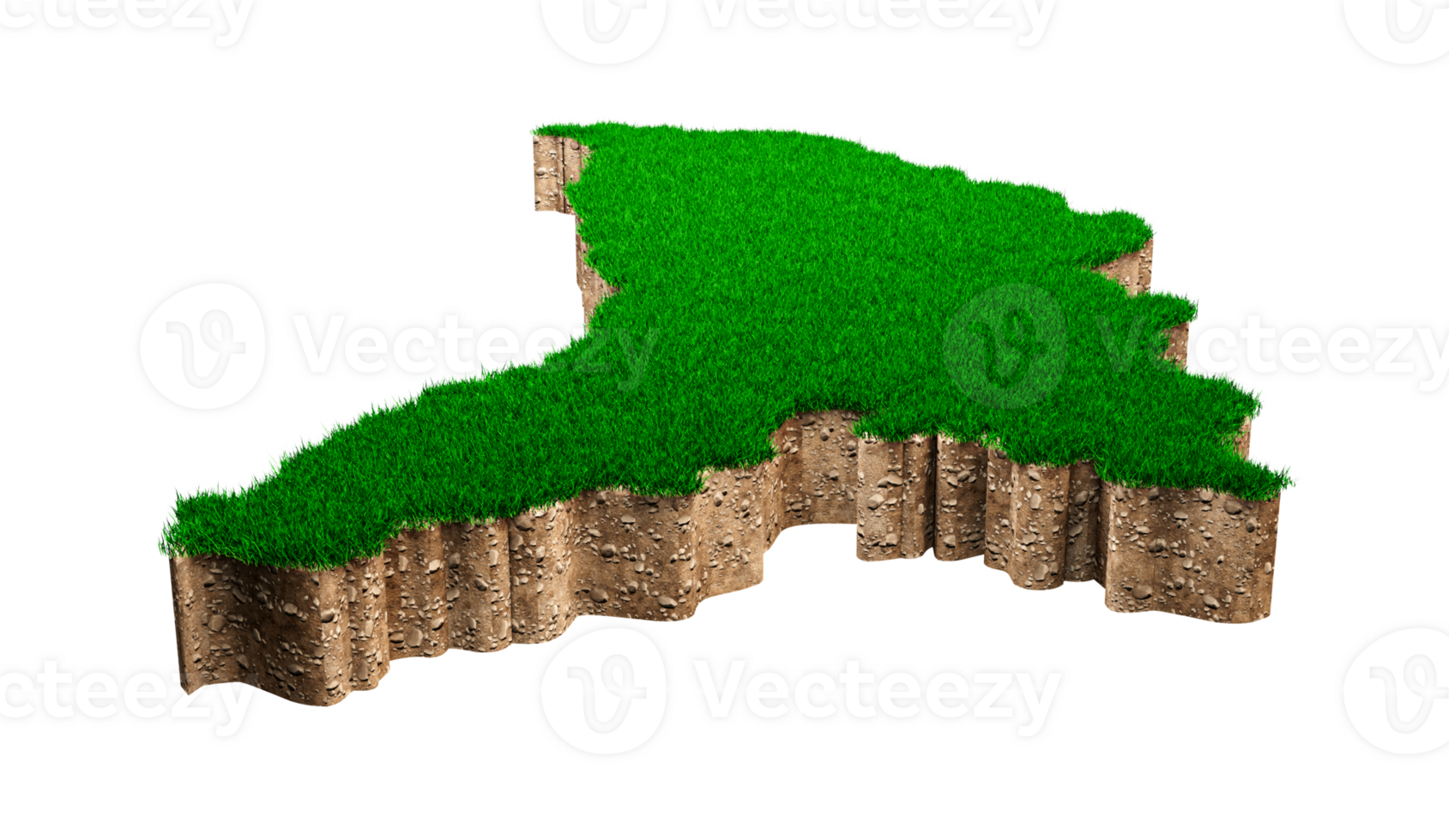Moldova Map soil land geology cross section with green grass and Rock ground texture 3d illustration png