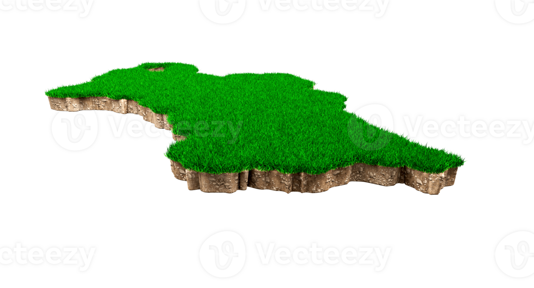 Turkmenistan Map soil land geology cross section with green grass and Rock ground texture 3d illustration png