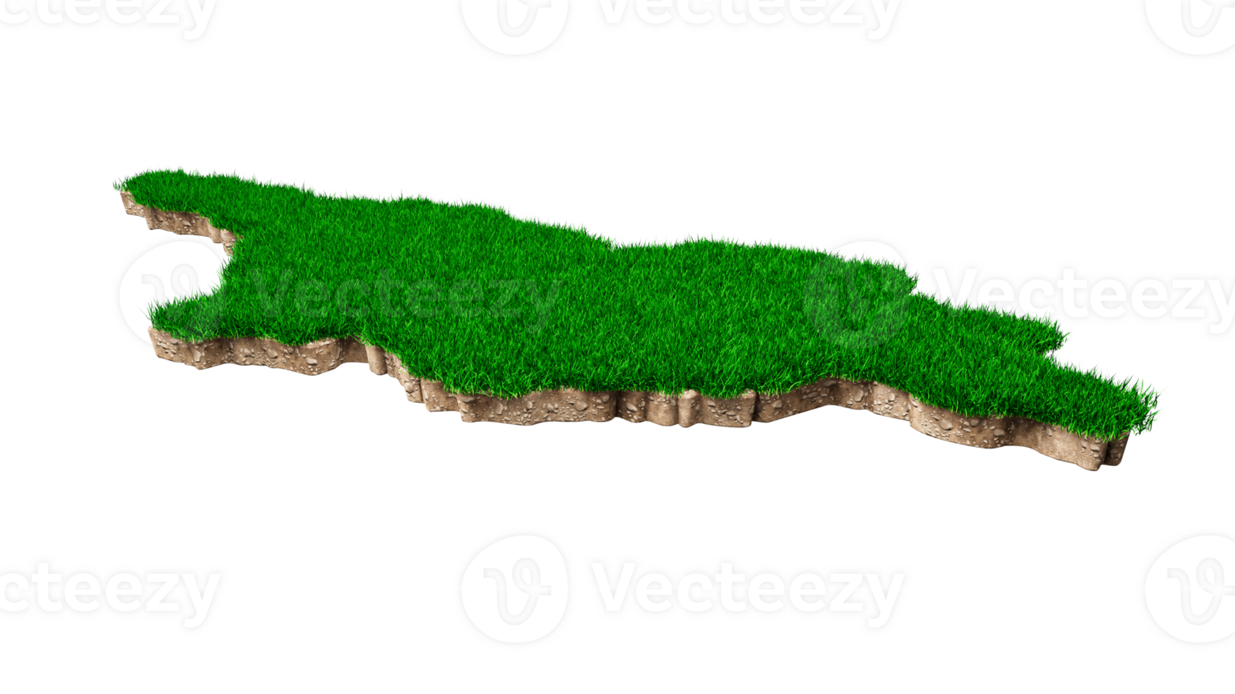 Georgia map soil land geology cross section with green grass 3d illustration png