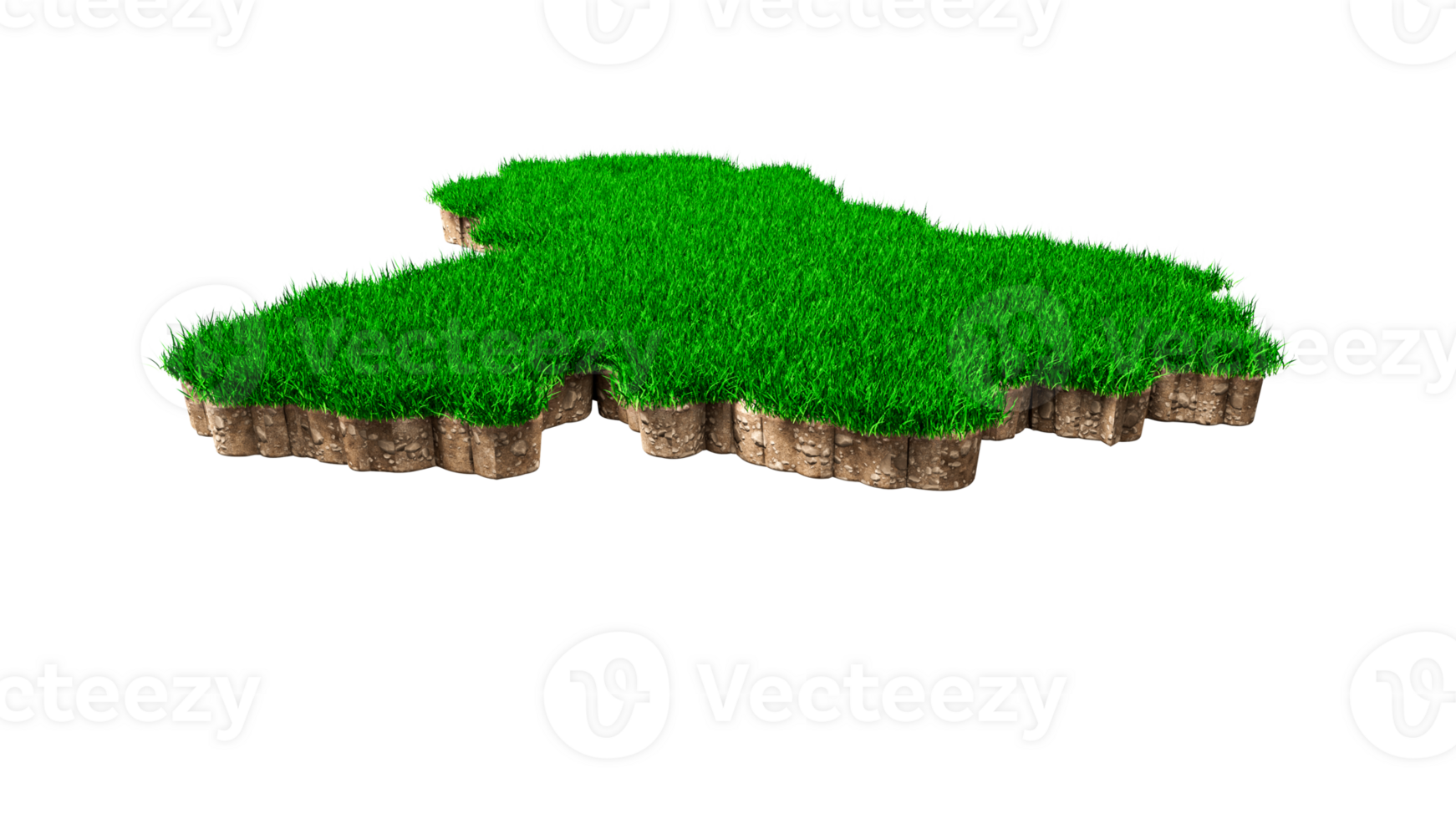 Venezuela Map soil land geology cross section with green grass and Rock ground texture 3d illustration png
