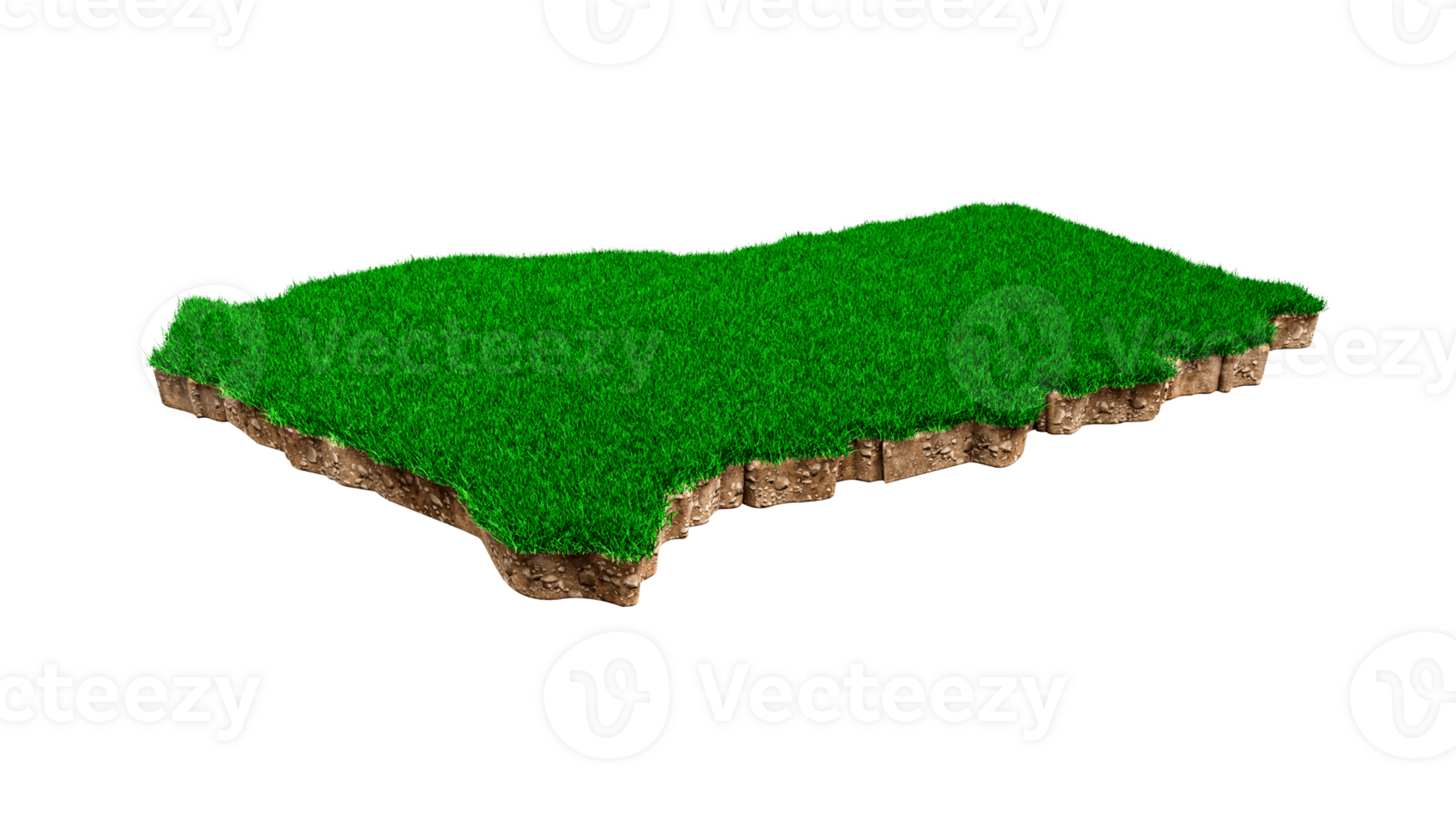 Ghana Map soil land geology cross section with green grass and Rock ground texture 3d illustration png