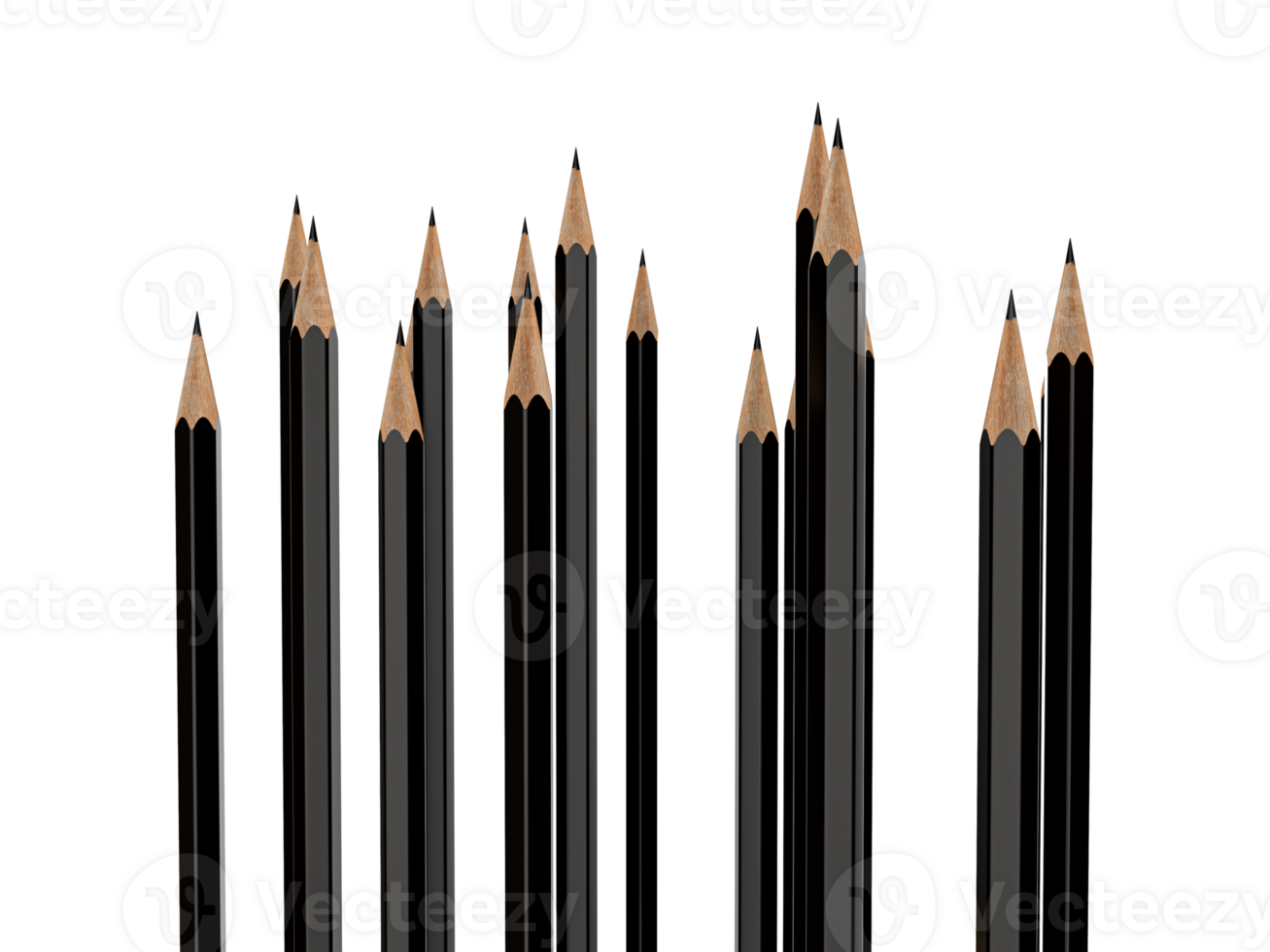 Group of pencils isolated 3d illustration png