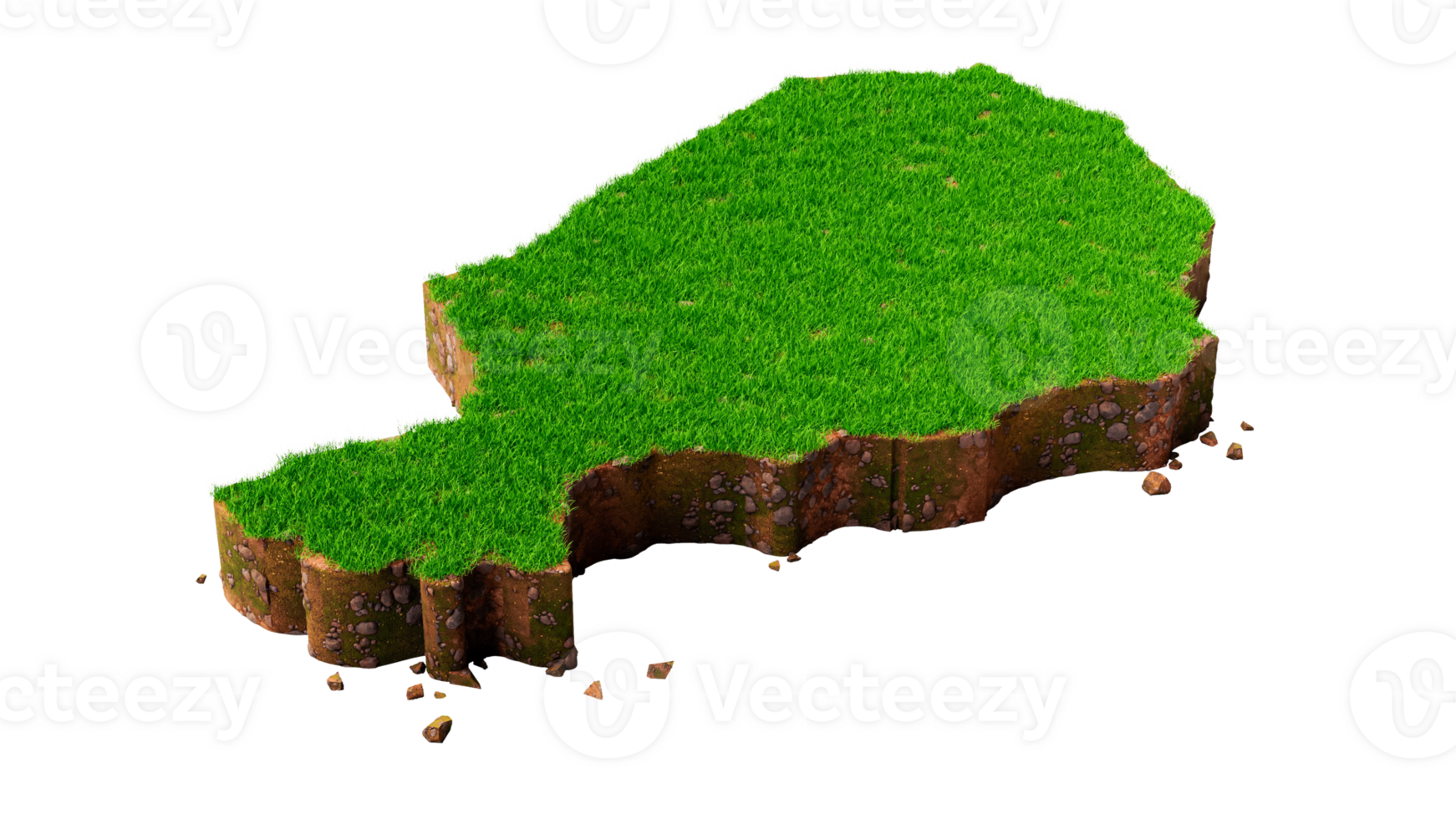 Niger Map Grass and ground texture 3d illustration png