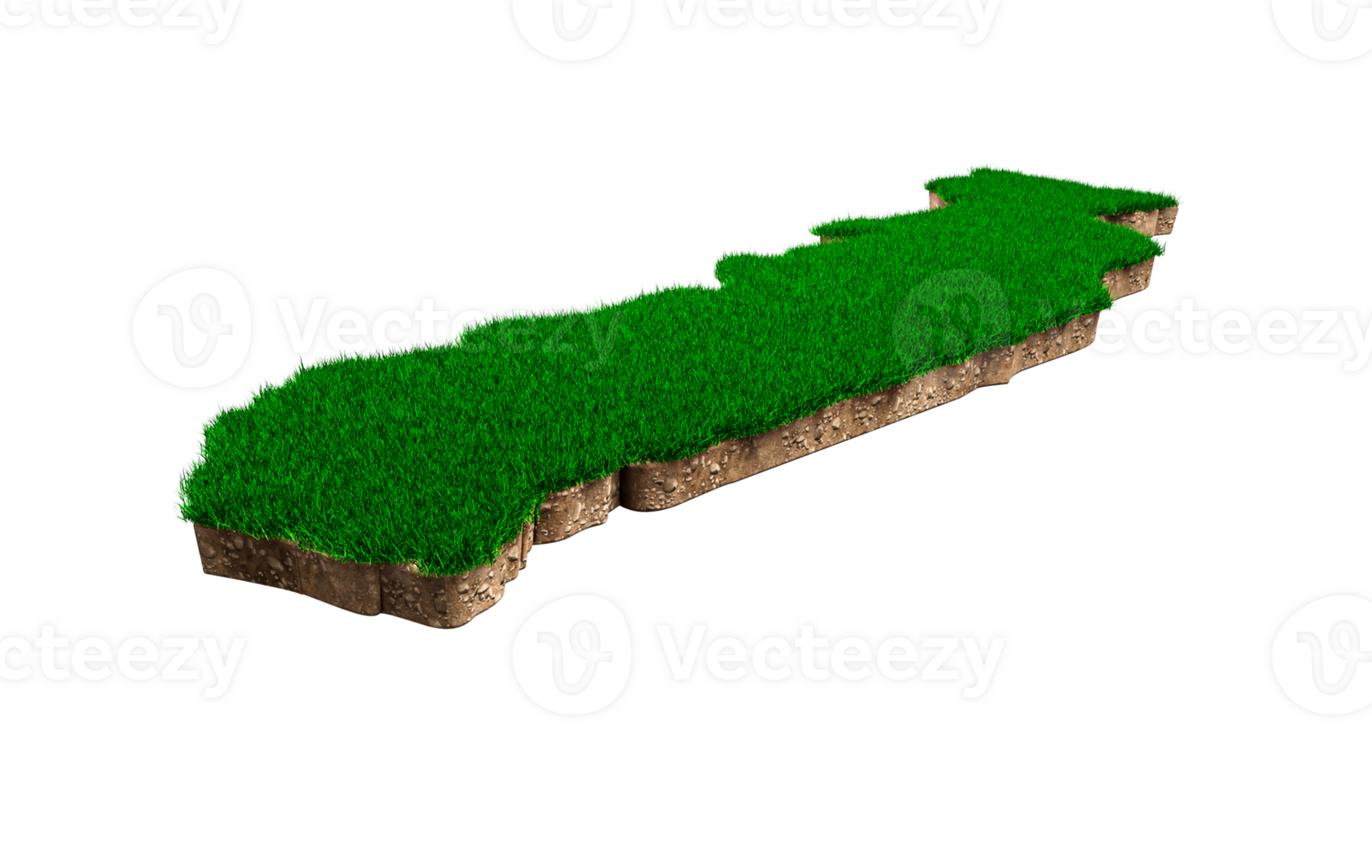 Togo Map soil land geology cross section with green grass and Rock ground texture 3d illustration png