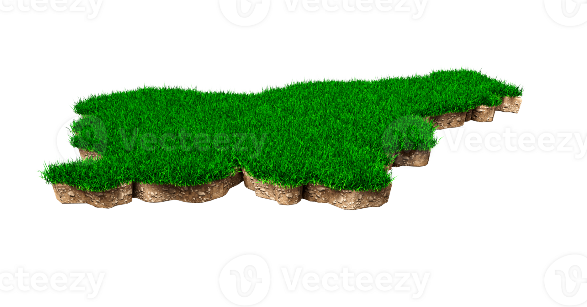 Slovenië kaart bodem land geologie dwarsdoorsnede met groen gras en rotsgrond textuur 3d illustratie png