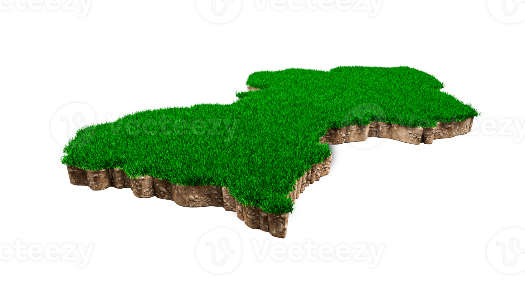 Guyana Map soil land geology cross section with green grass and Rock ground texture 3d illustration png