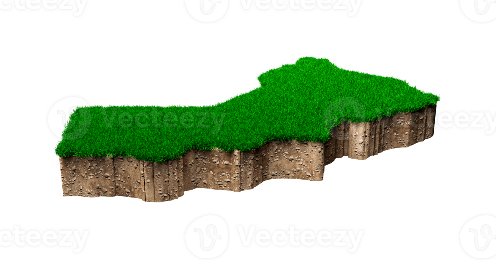 Oman Map soil land geology cross section with green grass and Rock ground texture 3d illustration png