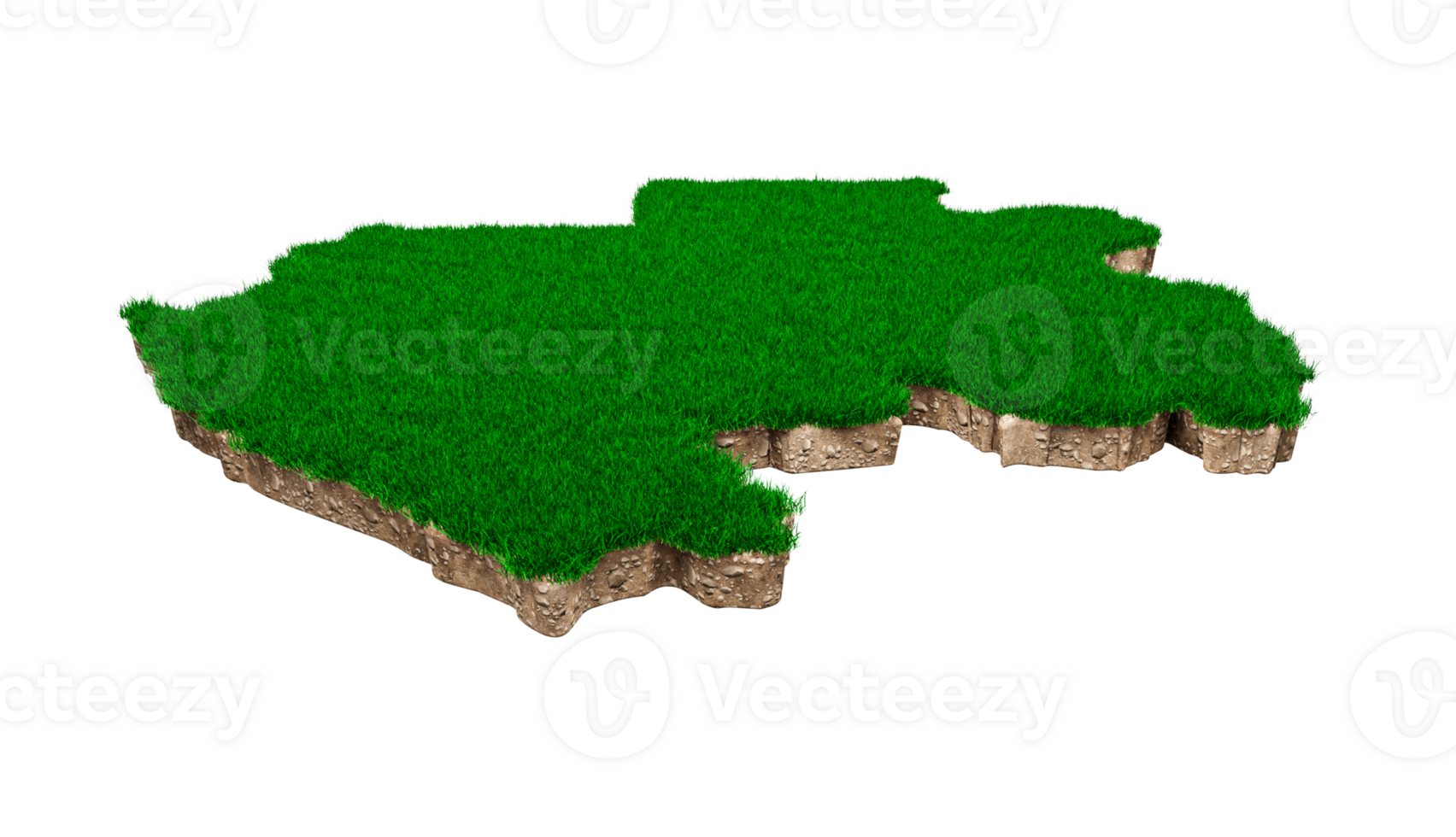 Gabon Map soil land geology cross section with green grass and Rock ground texture 3d illustration png