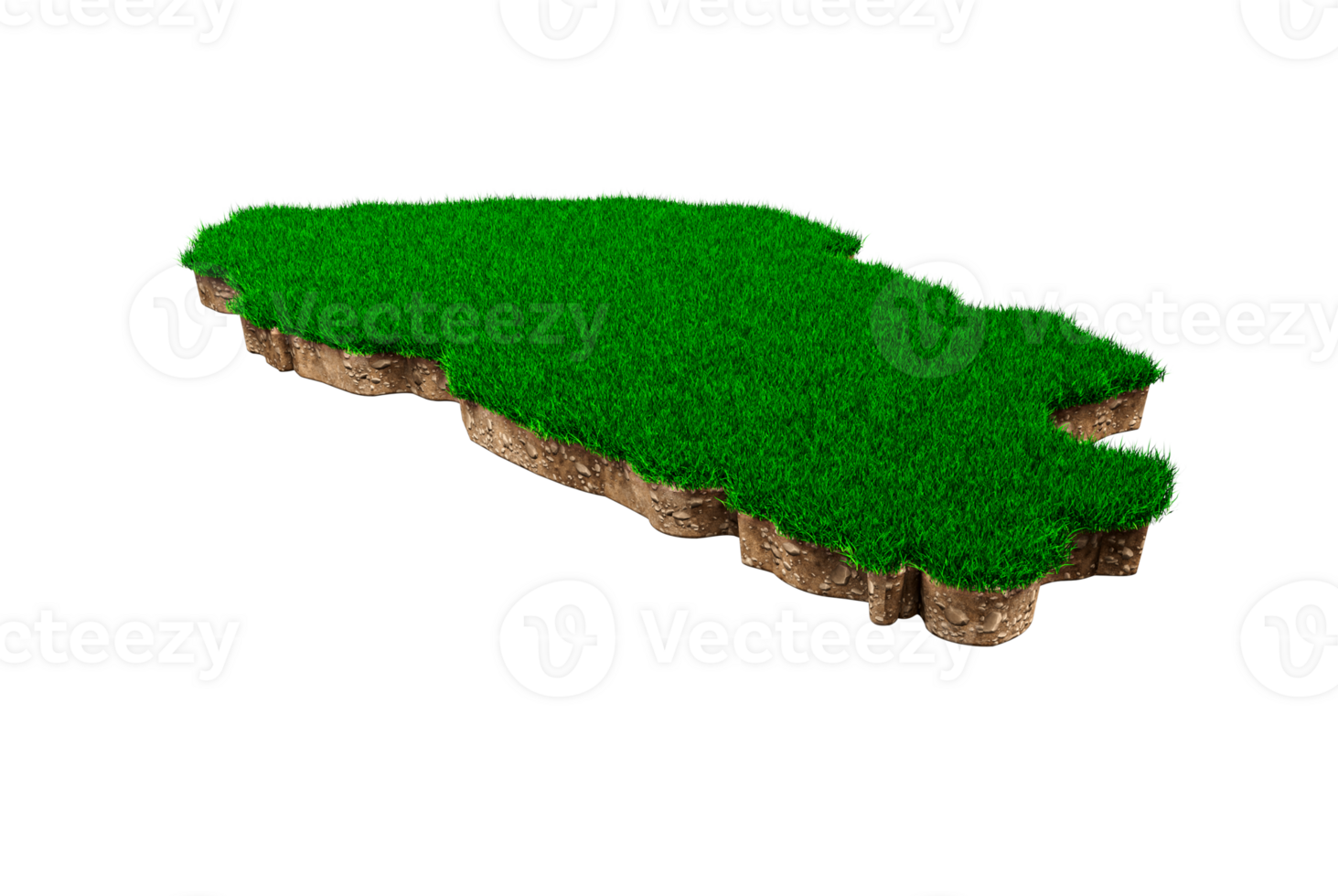 Bhutan Map soil land geology cross section with green grass and Rock ground texture 3d illustration png