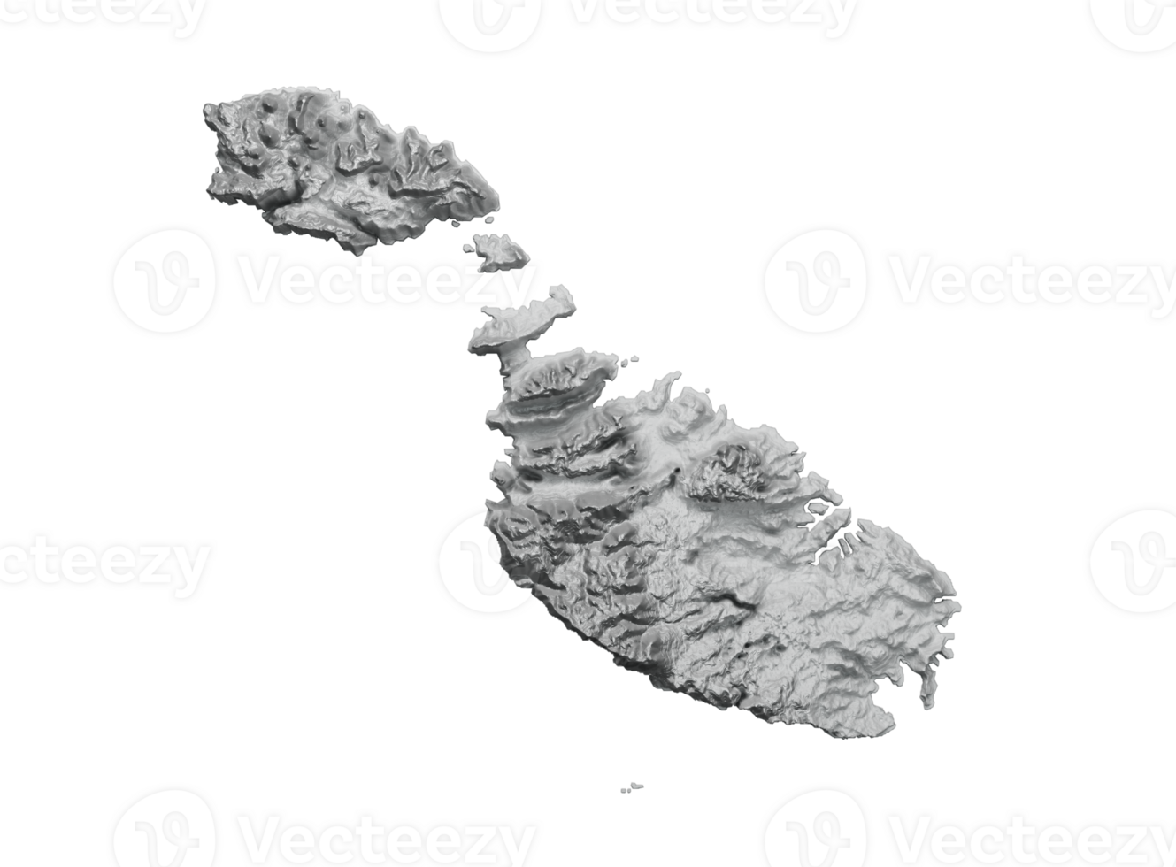 Malta Map Shaded relief Color Height map  3d illustration png