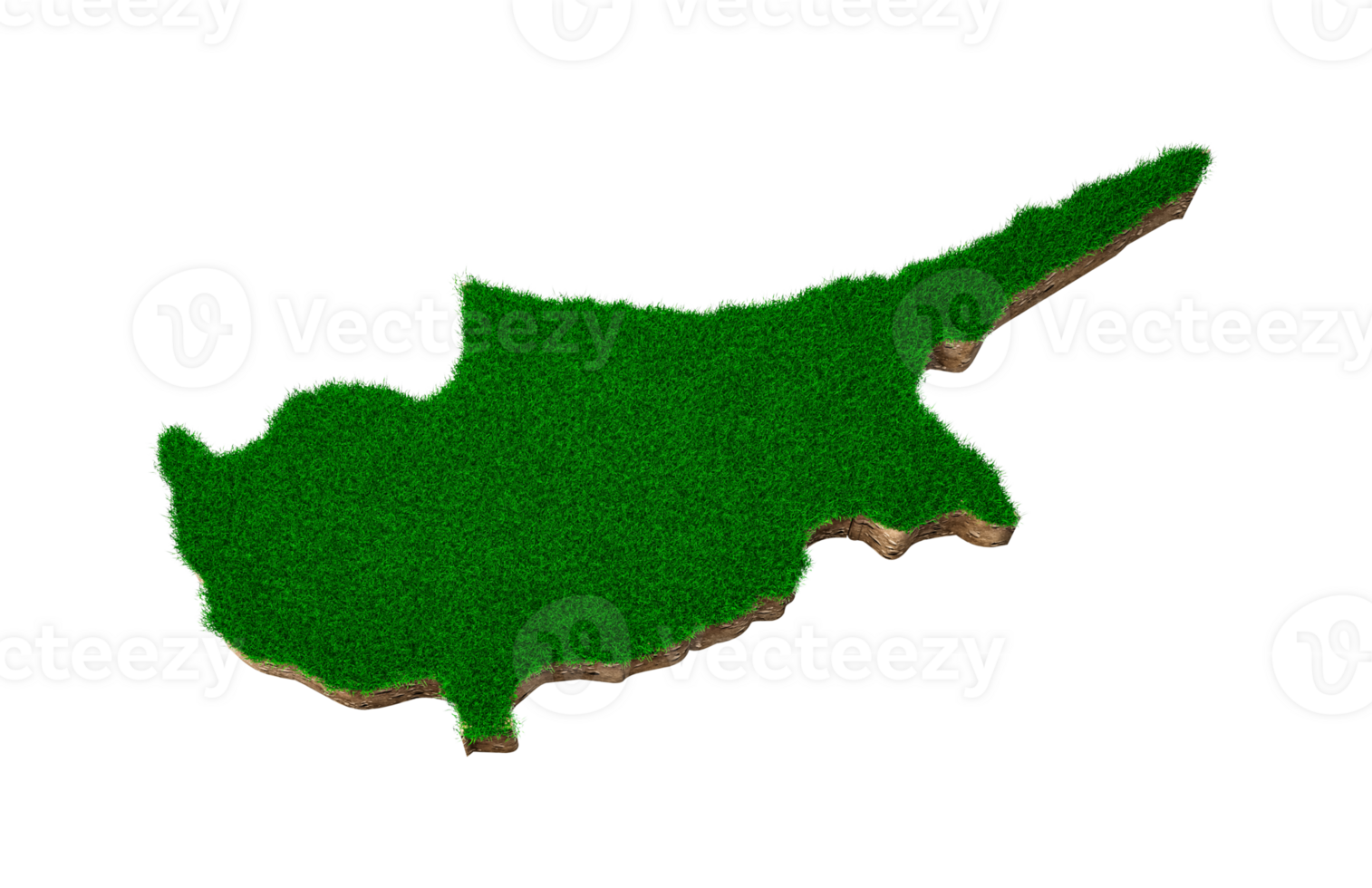Cyprus Map soil land geology cross section with green grass and Rock ground texture 3d illustration png