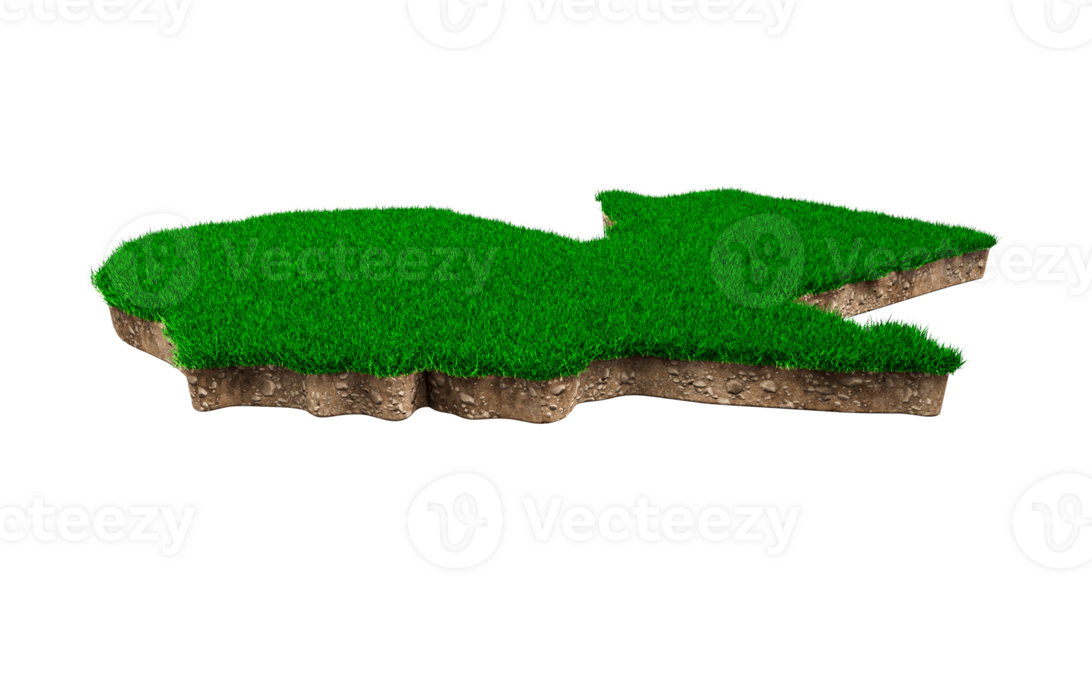 Guatemala Map soil land geology cross section with green grass and Rock ground texture 3d illustration png