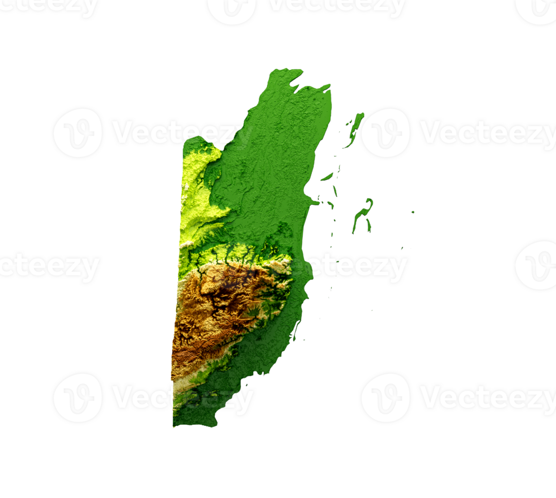 Belize Map Shaded relief Color Height map  3d illustration png