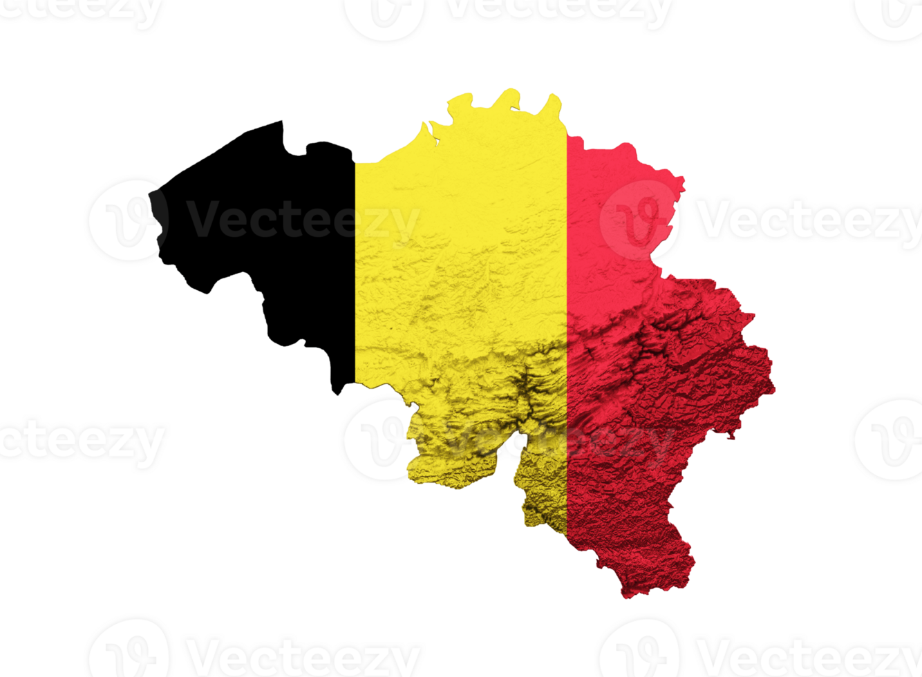 Belgium Map Flag Shaded relief Color Height map 3d illustration png