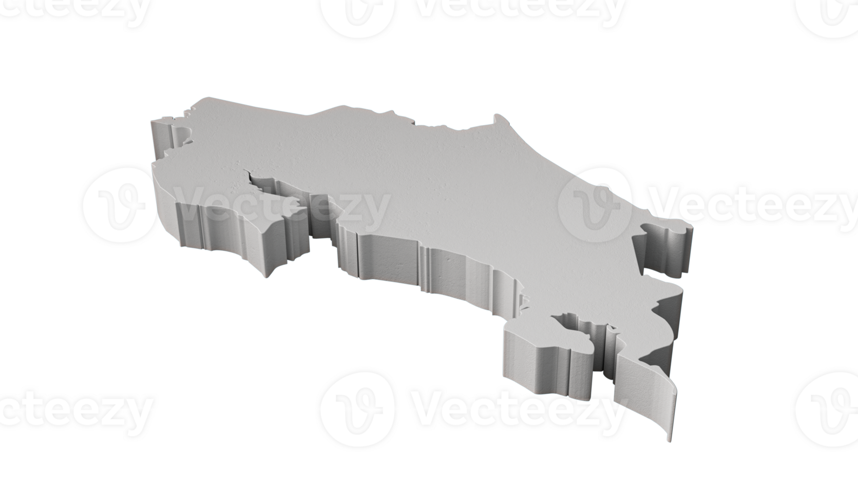 Costa Rica 3D map Geography Cartography and topology 3D illustration png
