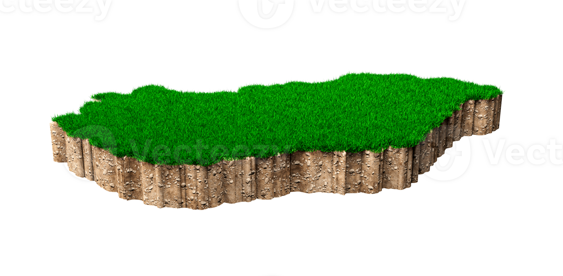 Hungary Map soil land geology cross section with green grass and Rock ground texture 3d illustration png