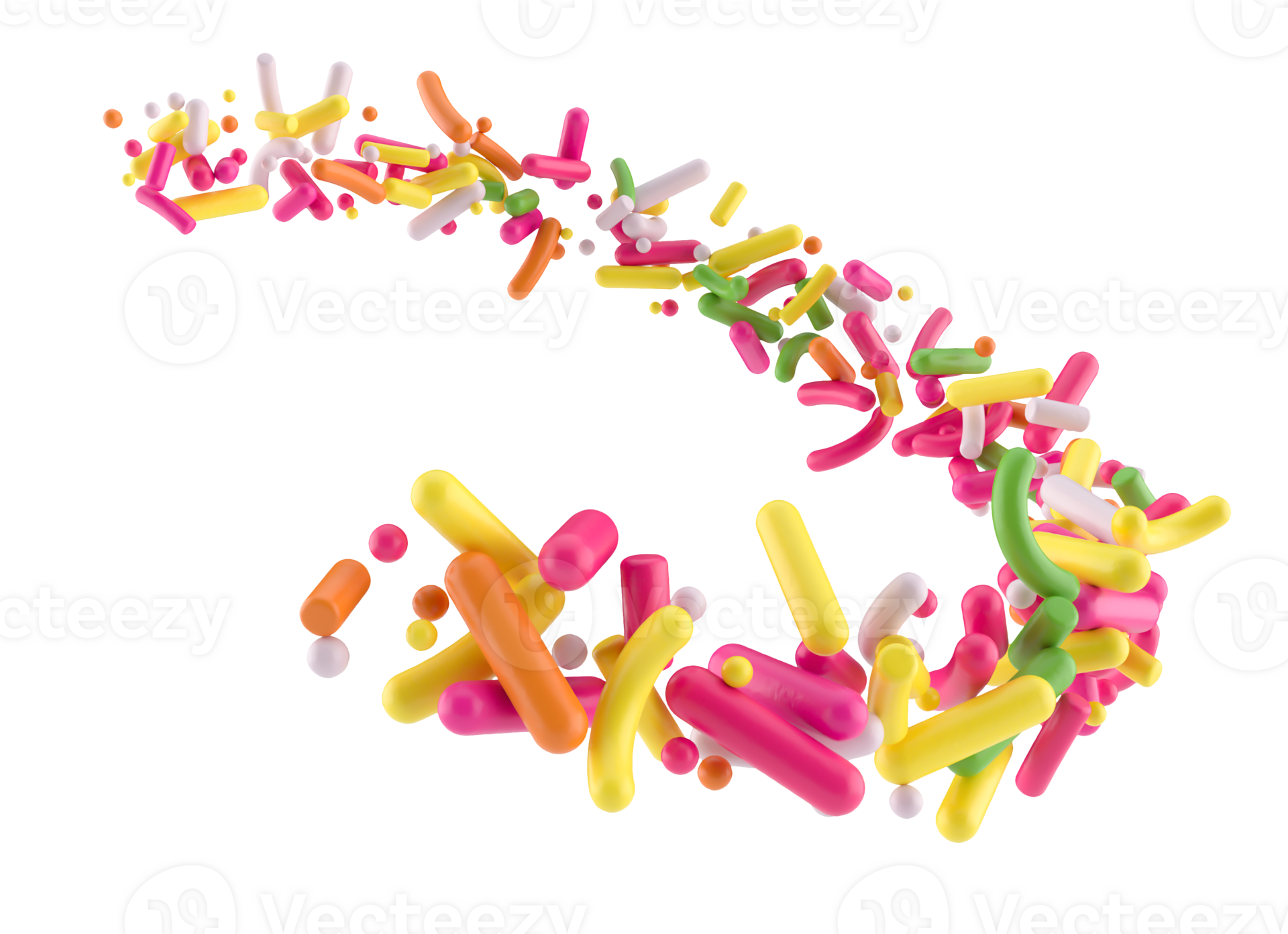 Colorful Sprinkles in the air Sweet sprinkles flying 3d illustration