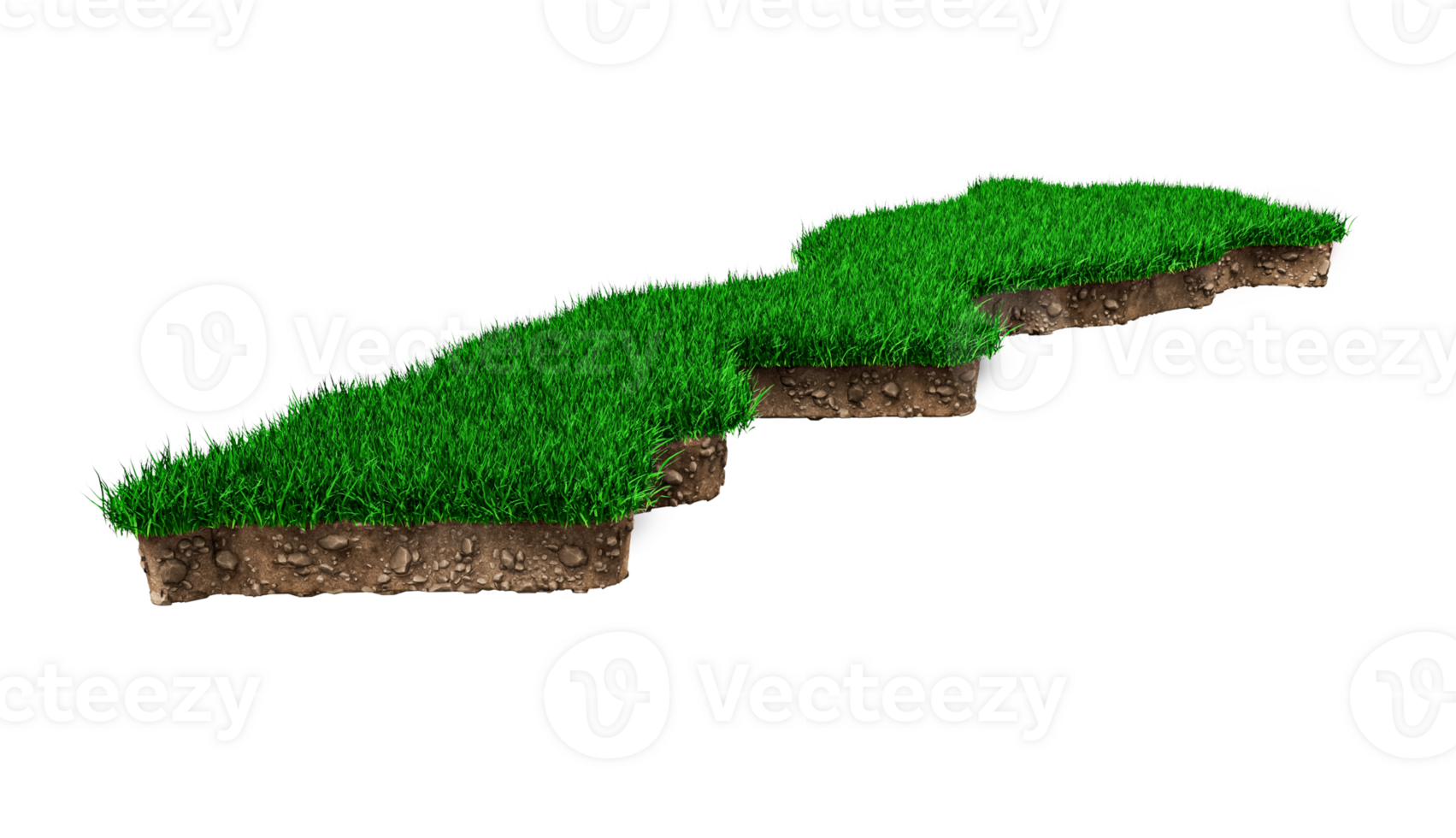 Morocco map soil land geology cross section with green grass and Rock ground texture 3d illustration png