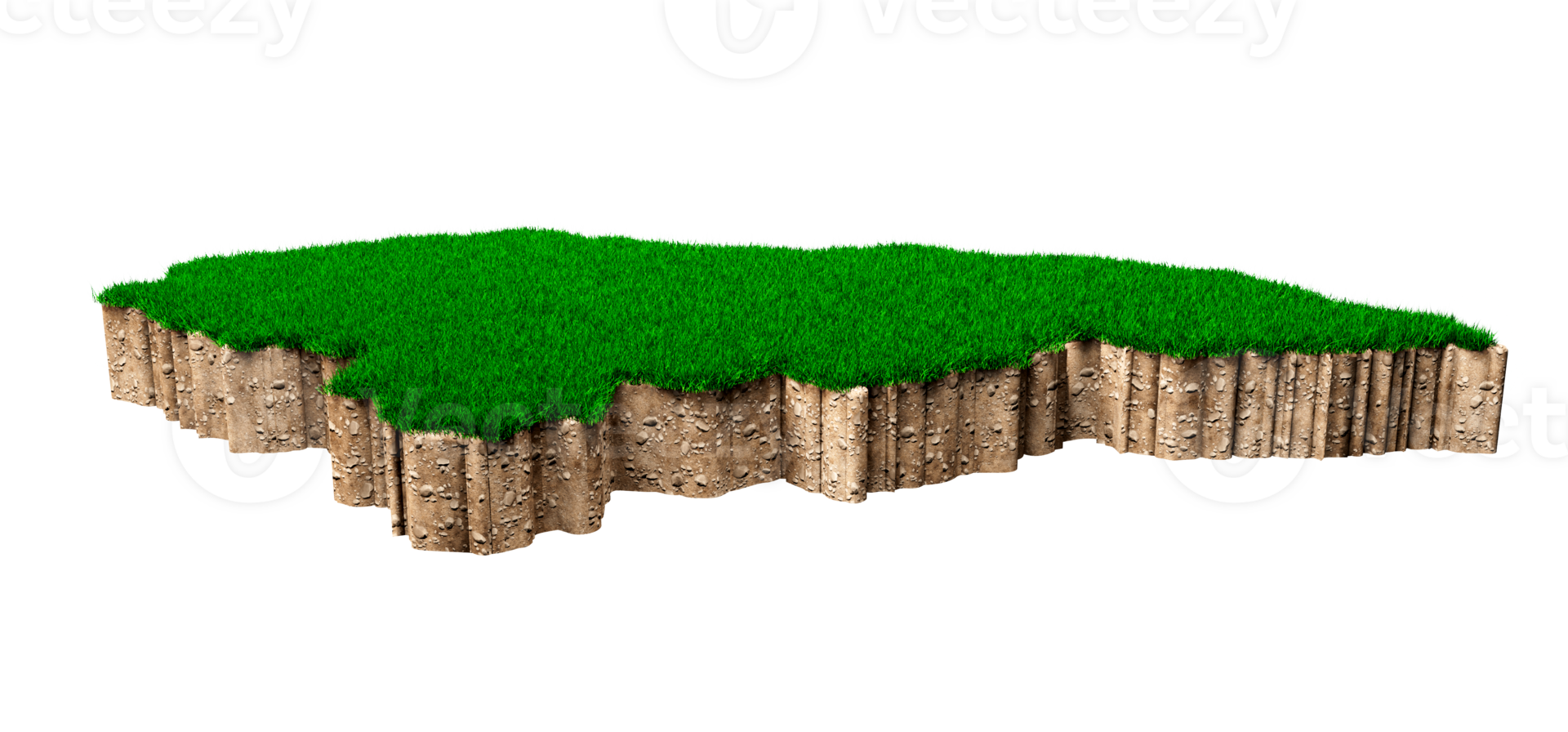 Honduras Map soil land geology cross section with green grass and Rock ground texture 3d illustration png