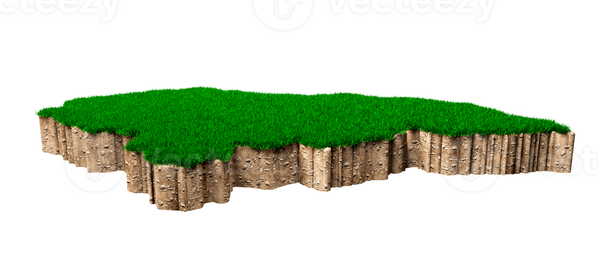 carte du honduras coupe transversale de la géologie des sols avec de l'herbe verte et de la texture du sol rocheux illustration 3d png