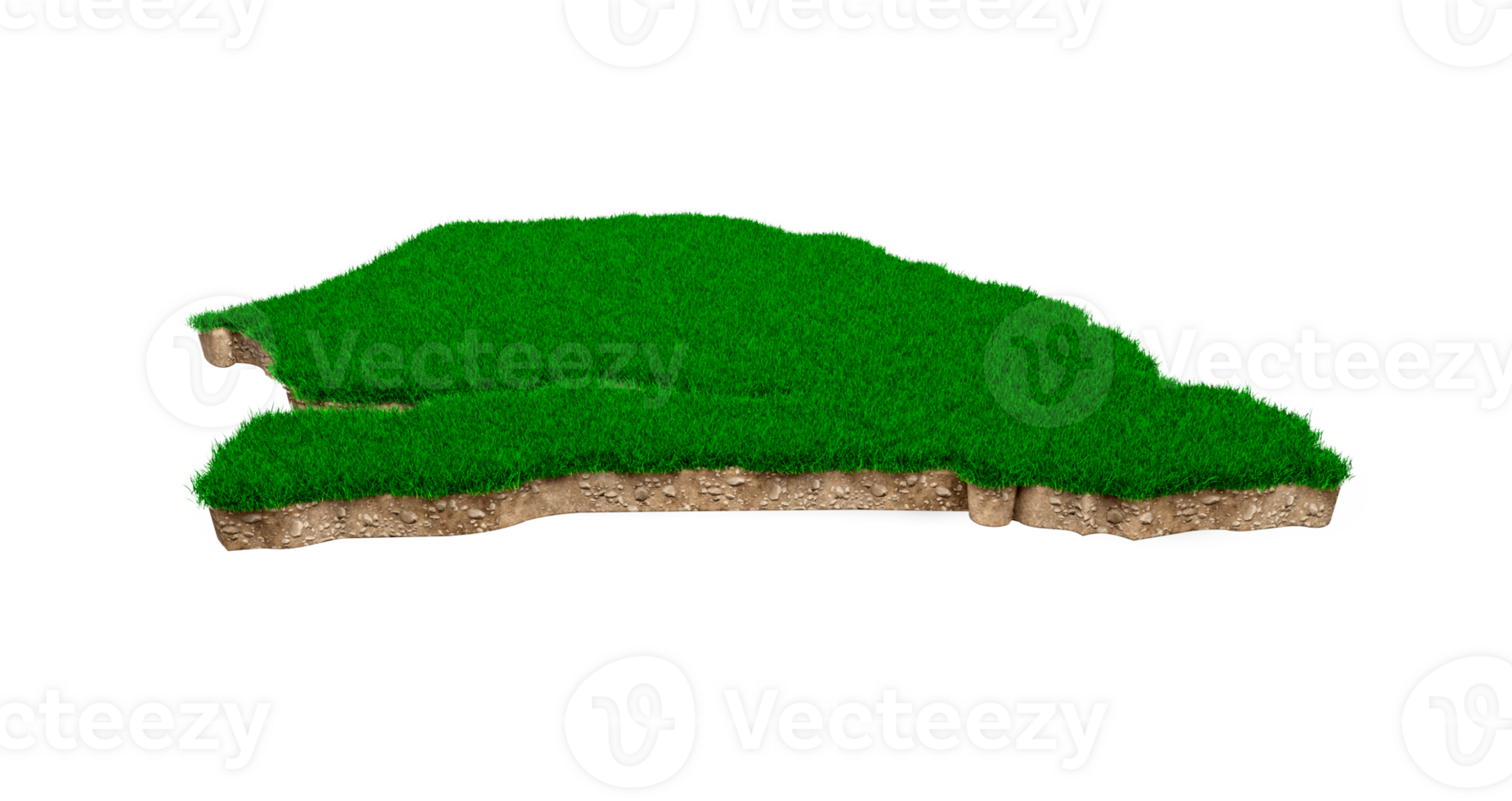 senegal mapa suelo tierra geología sección transversal con hierba verde y roca suelo textura 3d ilustración png