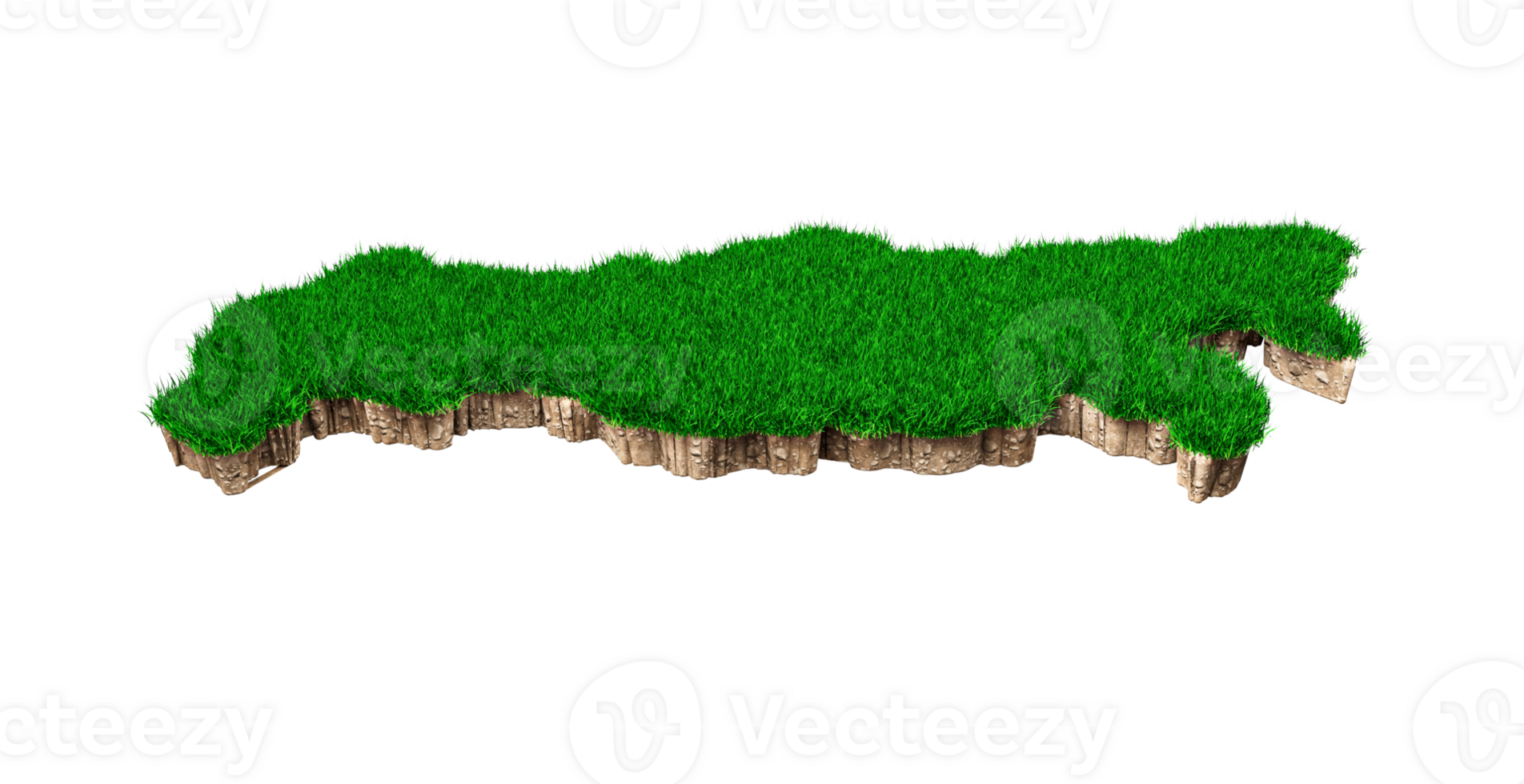 Russia Map soil land geology cross section with green grass and Rock ground texture 3d illustration png