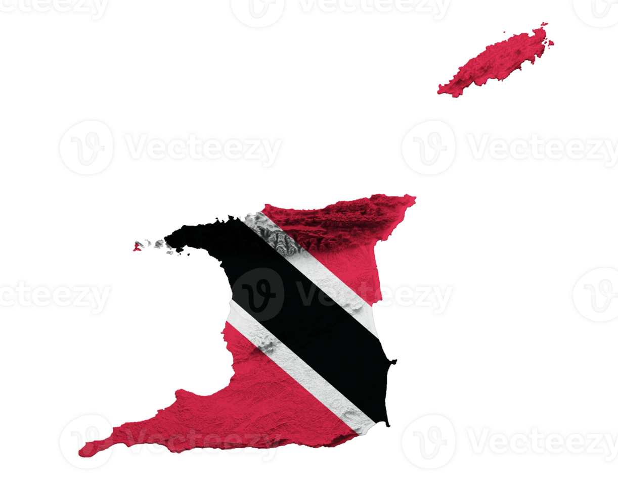 Trinidad and Tobago Map Flag Shaded relief Color Height map 3d illustration png
