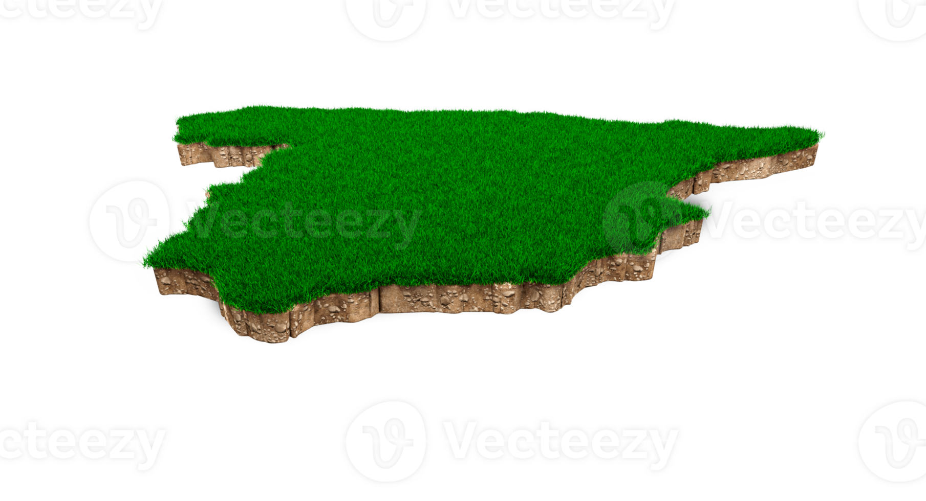 Spain Map soil land geology cross section with green grass and Rock ground texture 3d illustration png