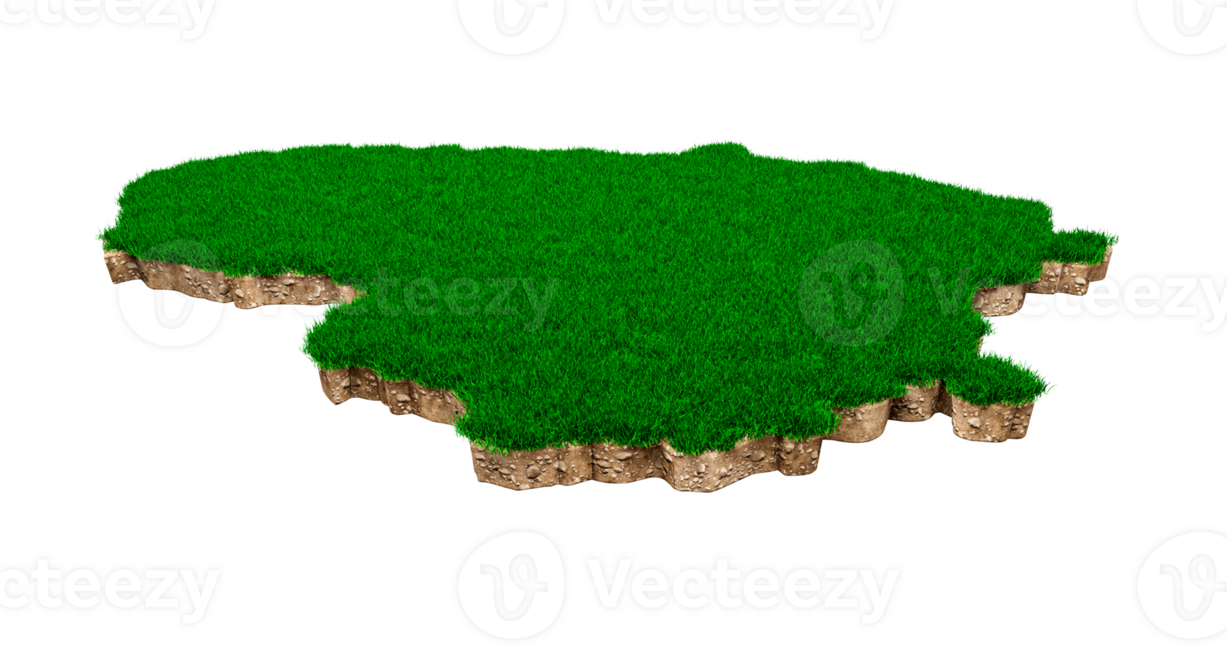 Lithuania Map soil land geology cross section with green grass and Rock ground texture 3d illustration png