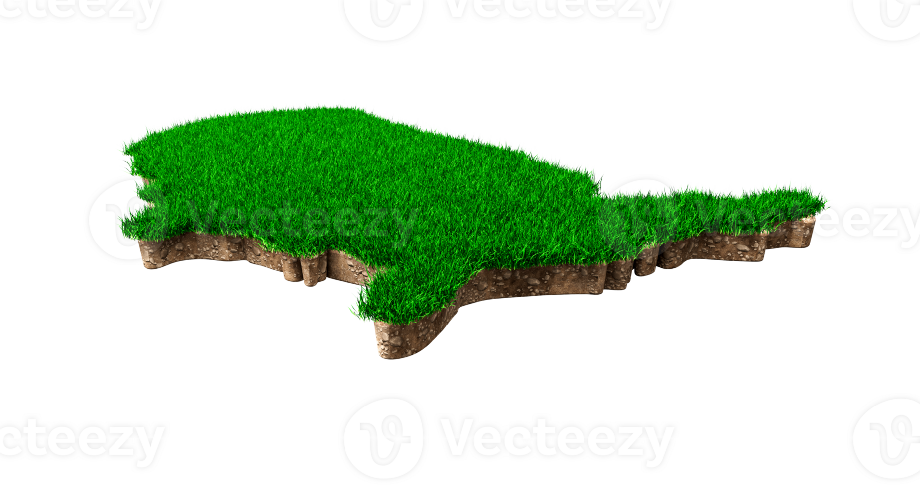 United States of America map, USA Map soil land geology cross section with green grass and Rock ground texture 3d illustration png