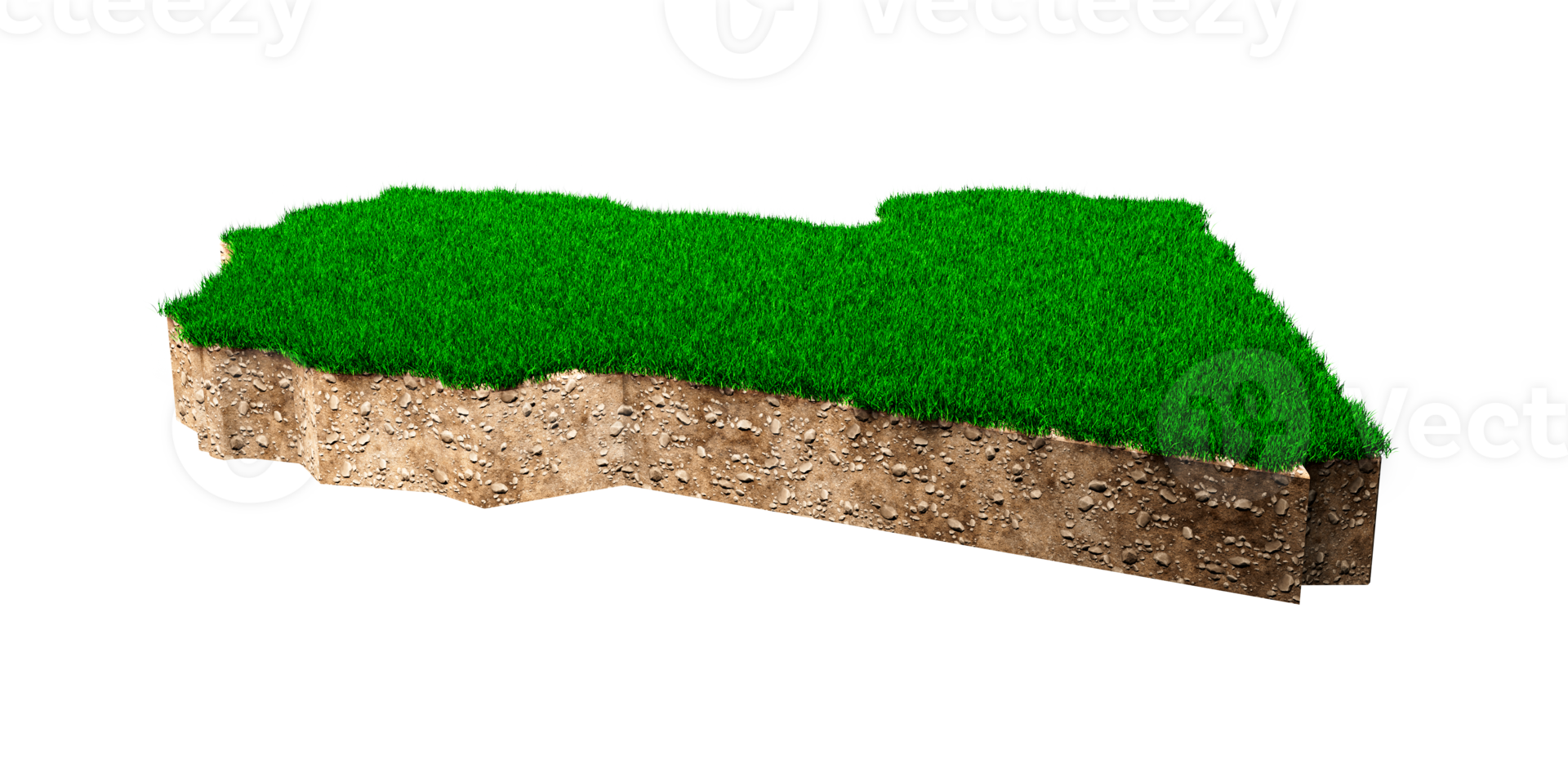 Libya Map soil land geology cross section with green grass and Rock ground texture 3d illustration png