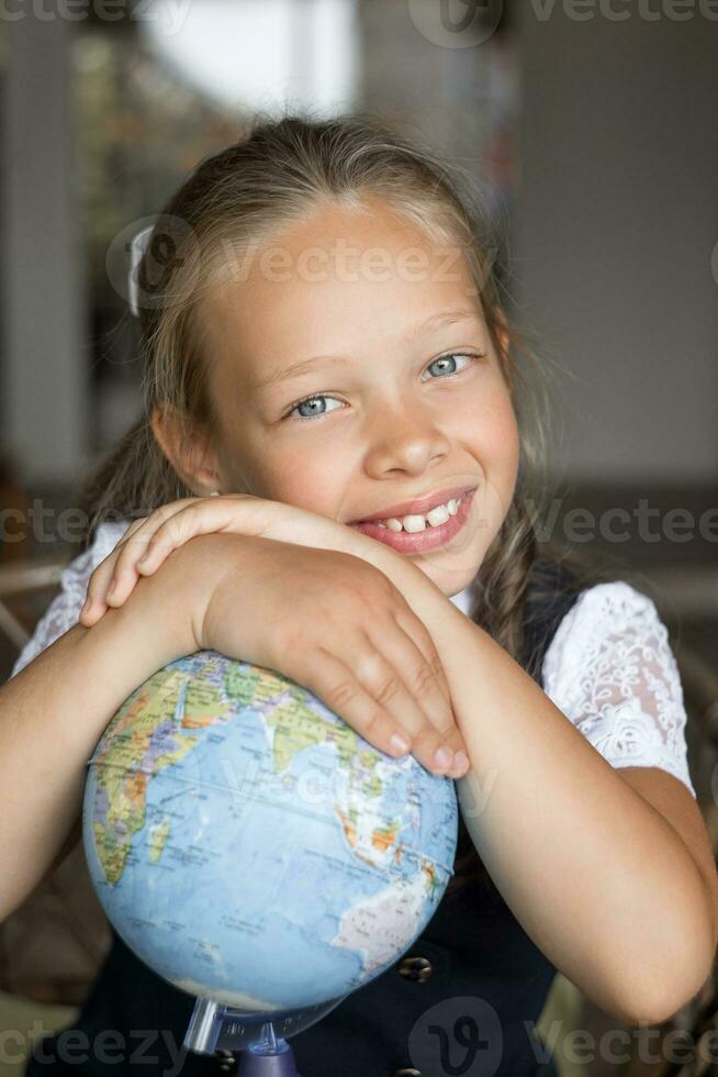 Primary school girl, in school uniform photo