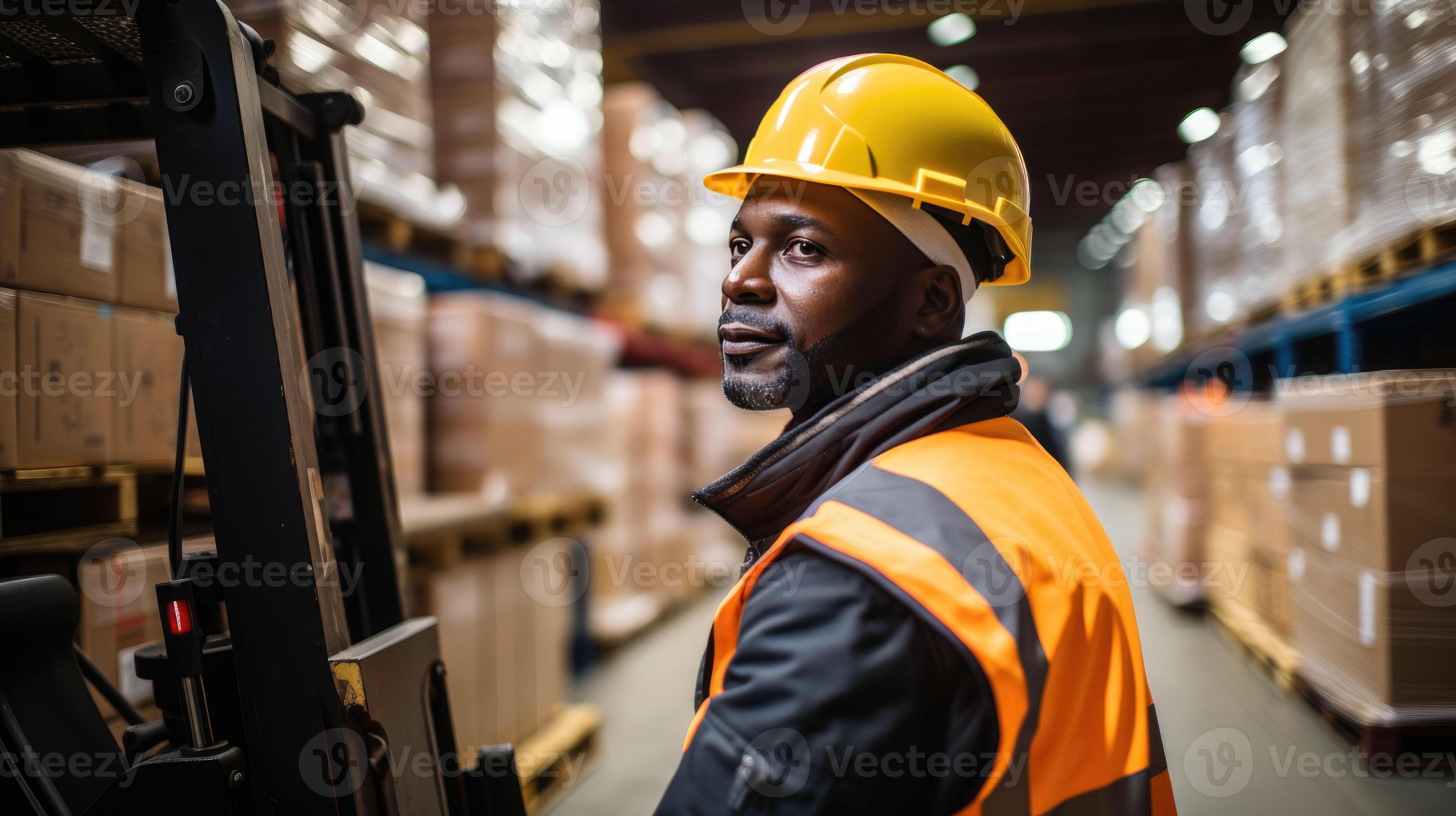 forklift operator in a warehouse with AI Generated 27721308 Stock Photo