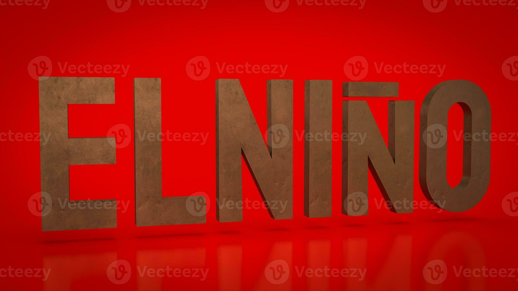 The El Nino text on red Background  3d rendering photo