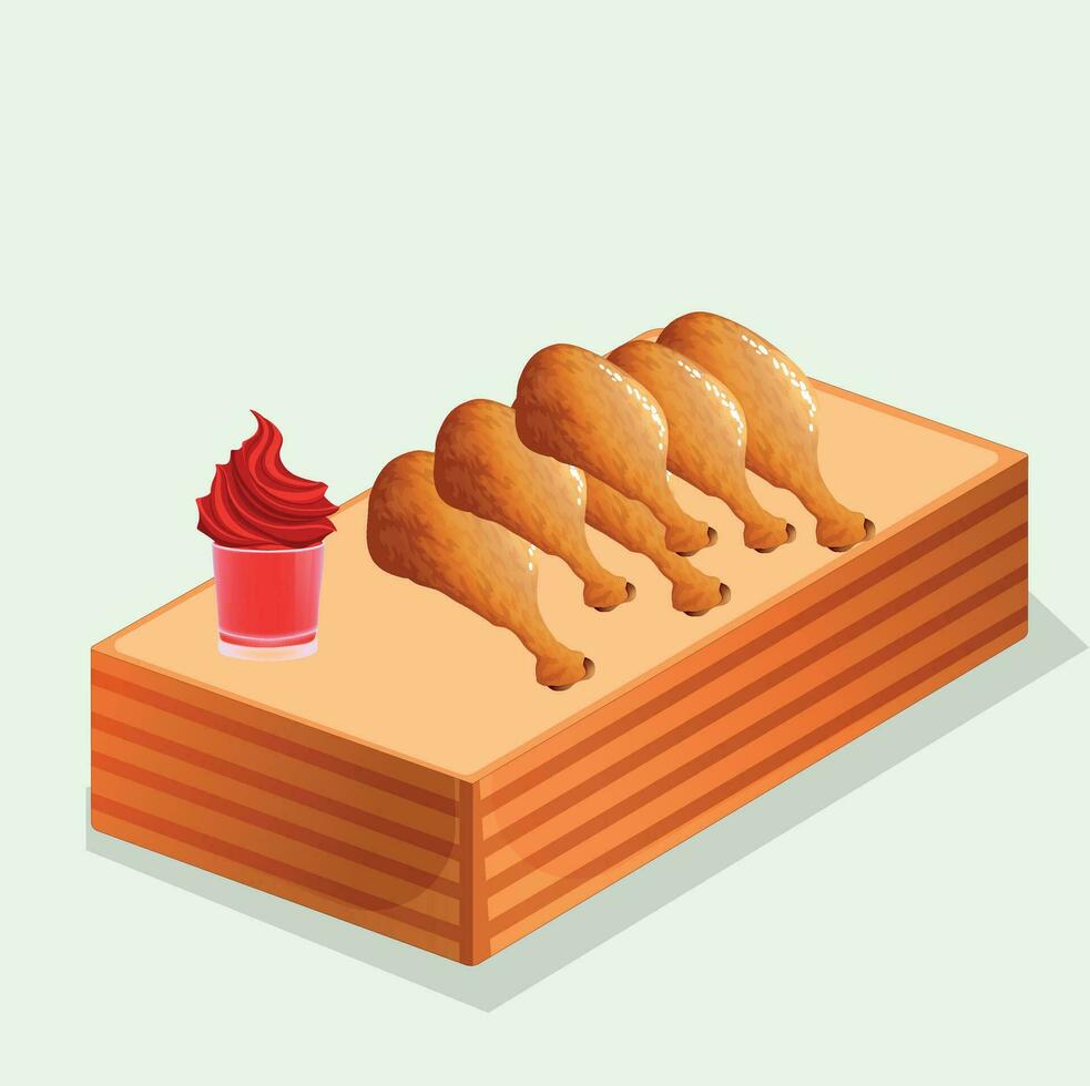 chicken fry with sauce vector