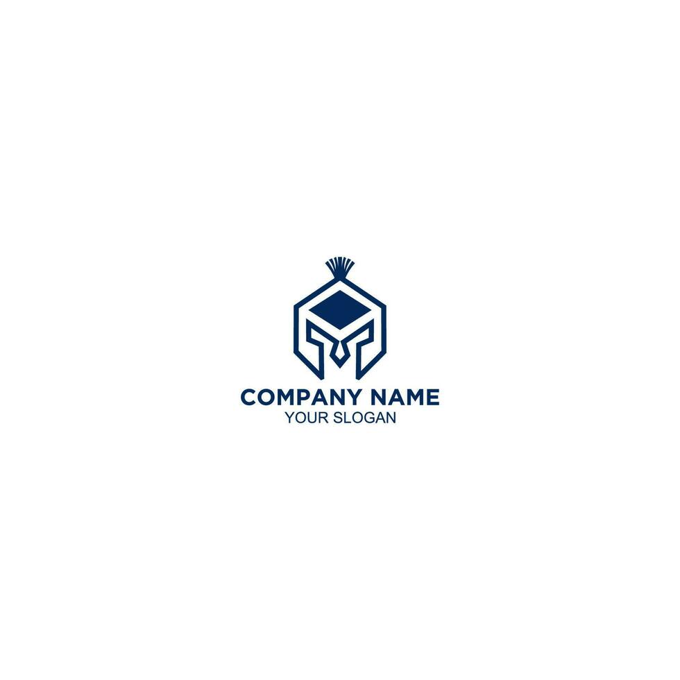 Blue Spartan Mask Logo Design Vector