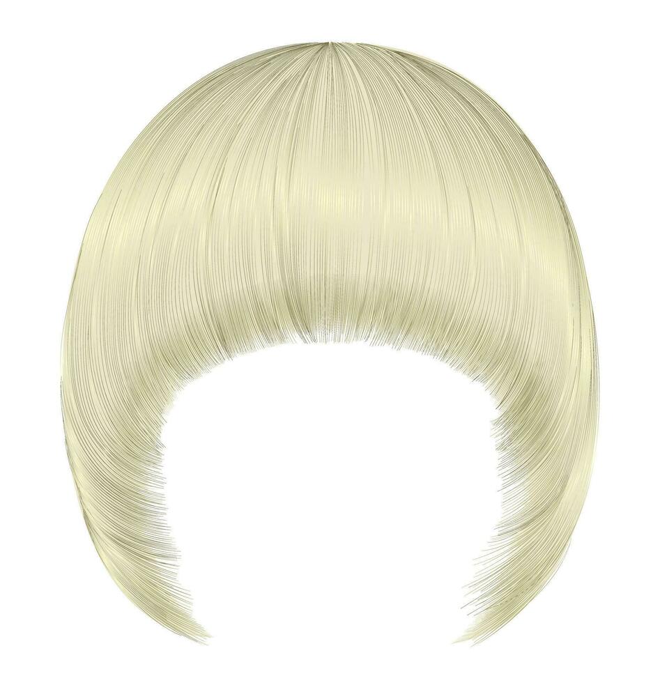 trendy  woman  hairs Pageboy with fringe  . light  blond  colors . medium length . beauty style . realistic  3d . vector