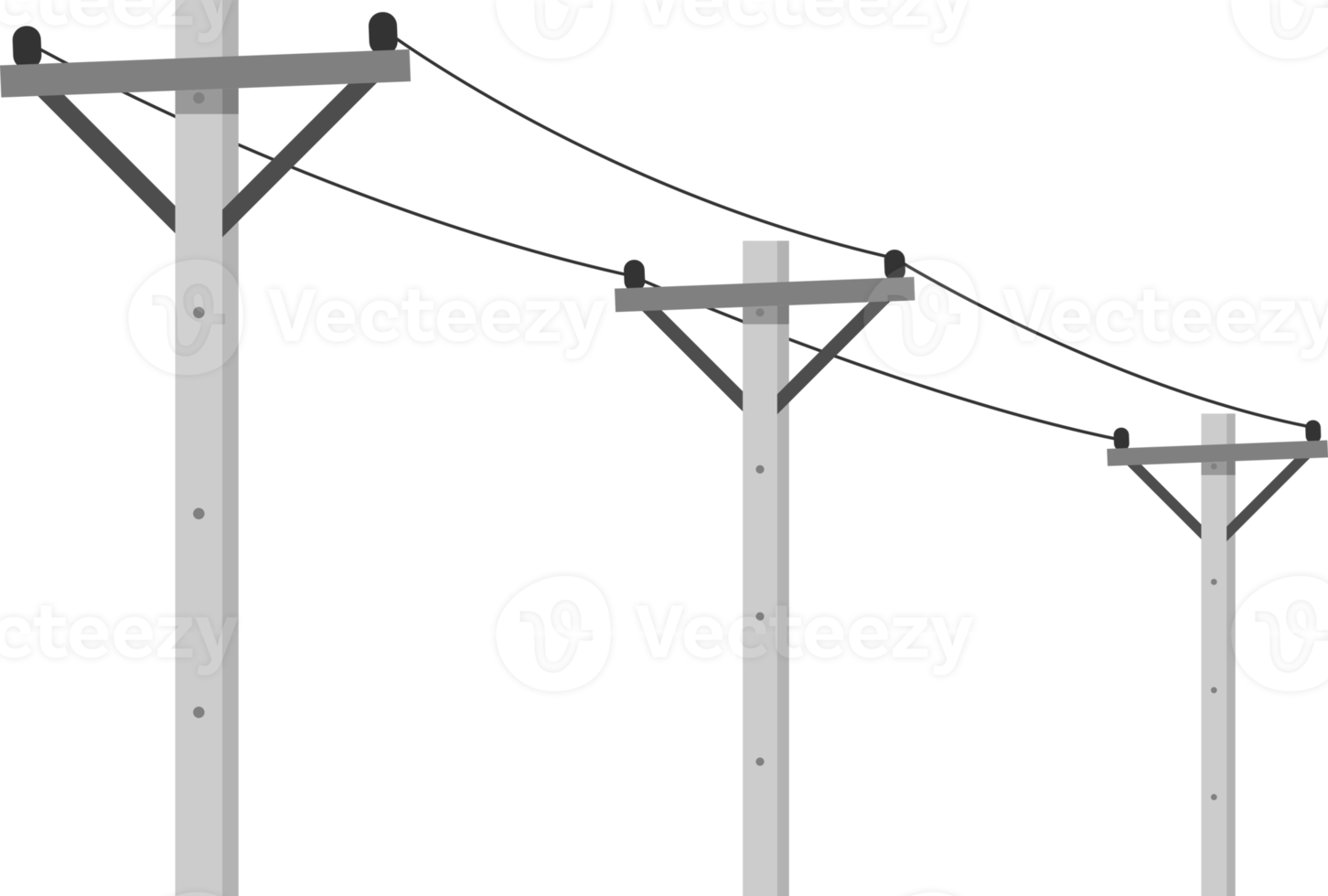 Cemant high voltage power electric pole transmit electricity png