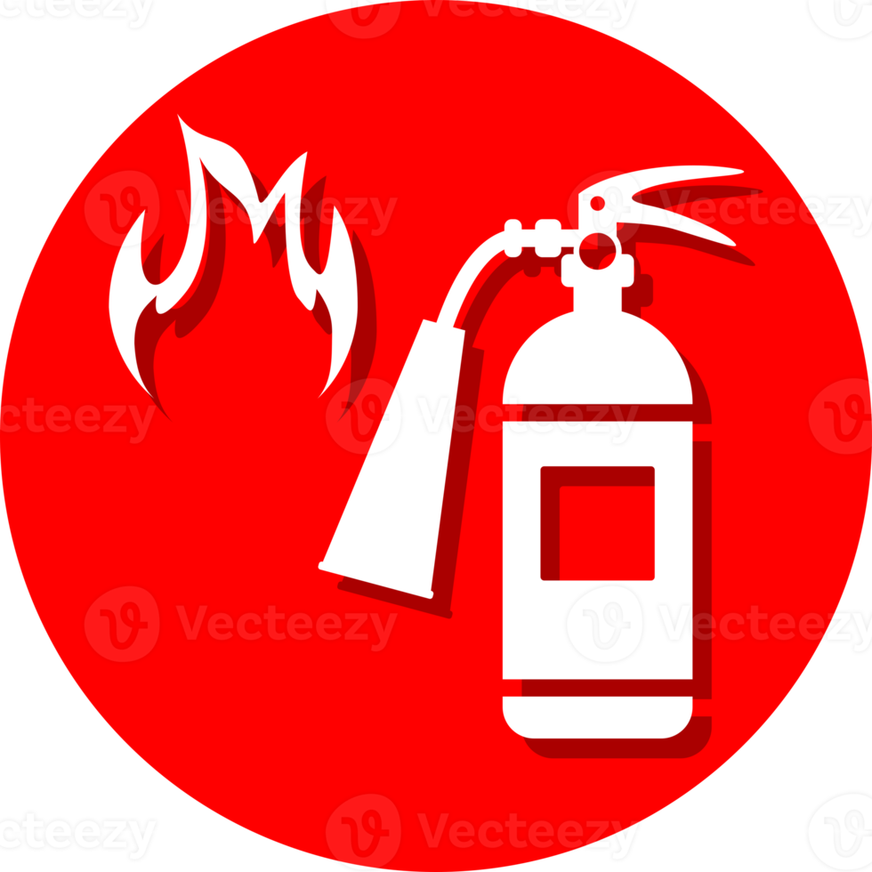 White fire extinguisher rescue tool  to extinguish fire paper cut warning sign on red circle png