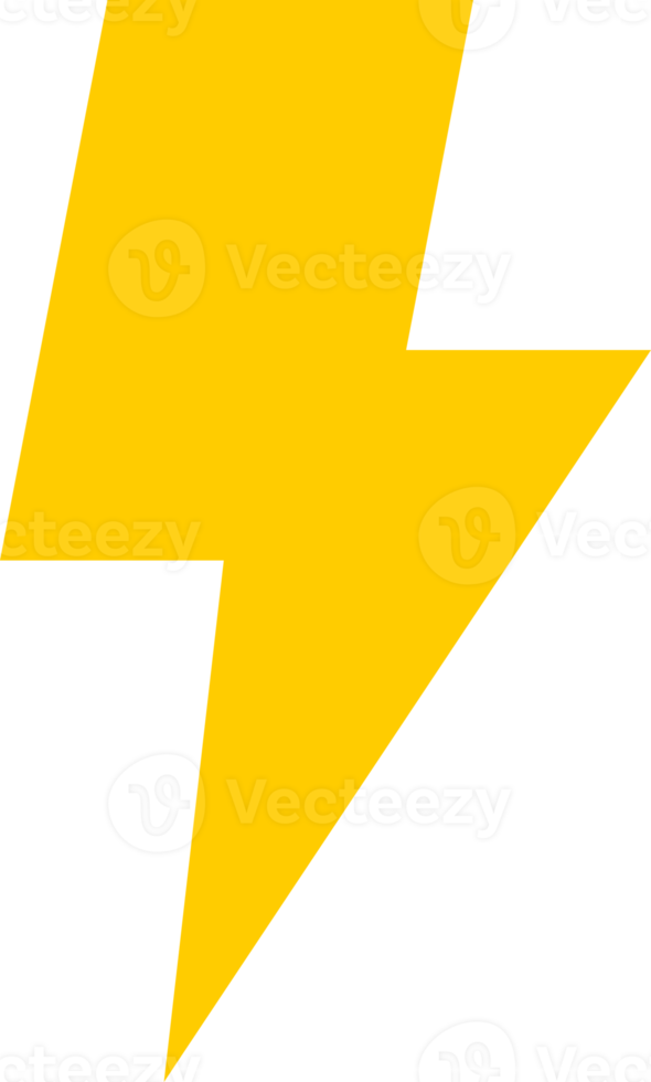 Yellow electric thunder bolt icon png