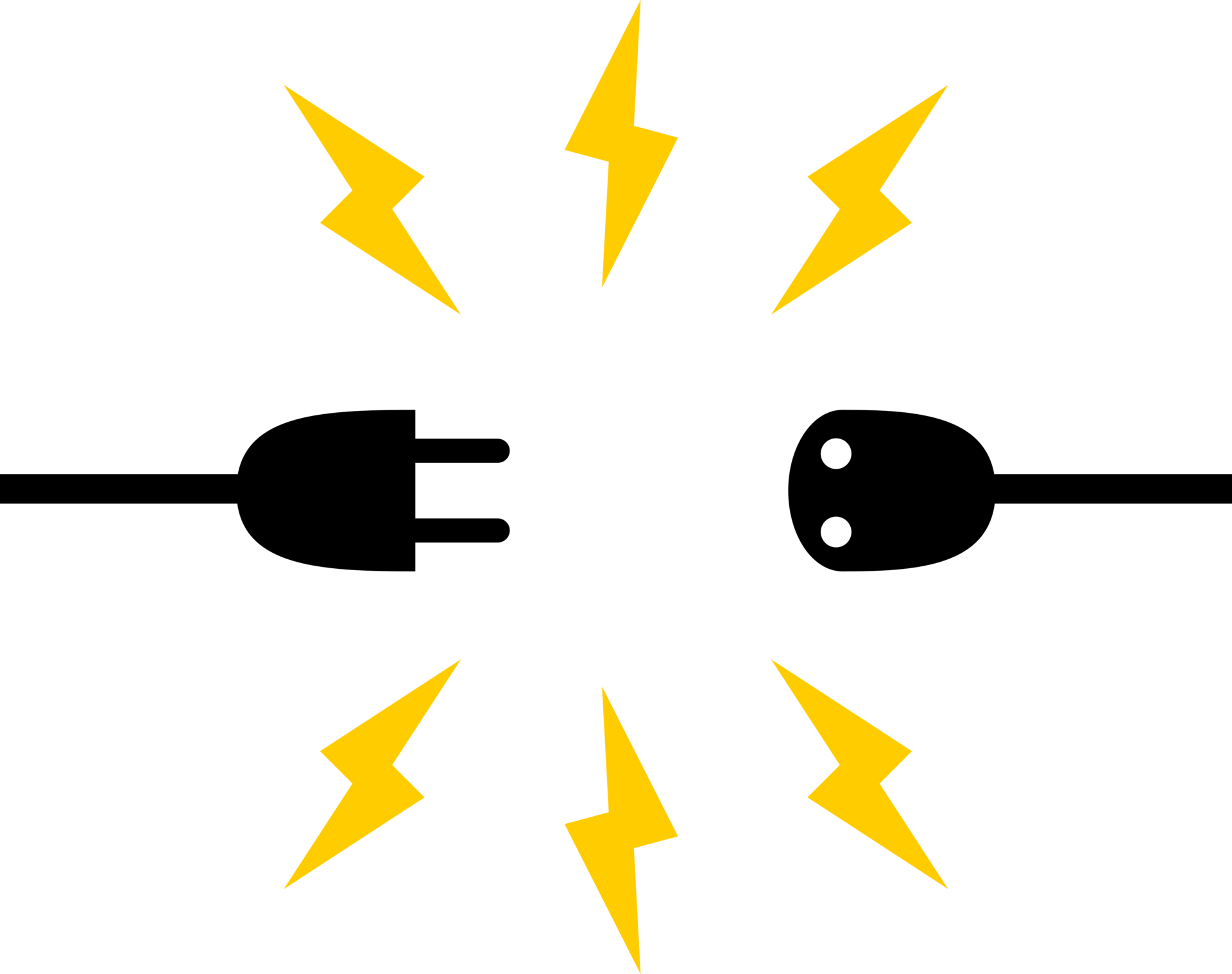 plug and socket electric disconnection with yellow electric short