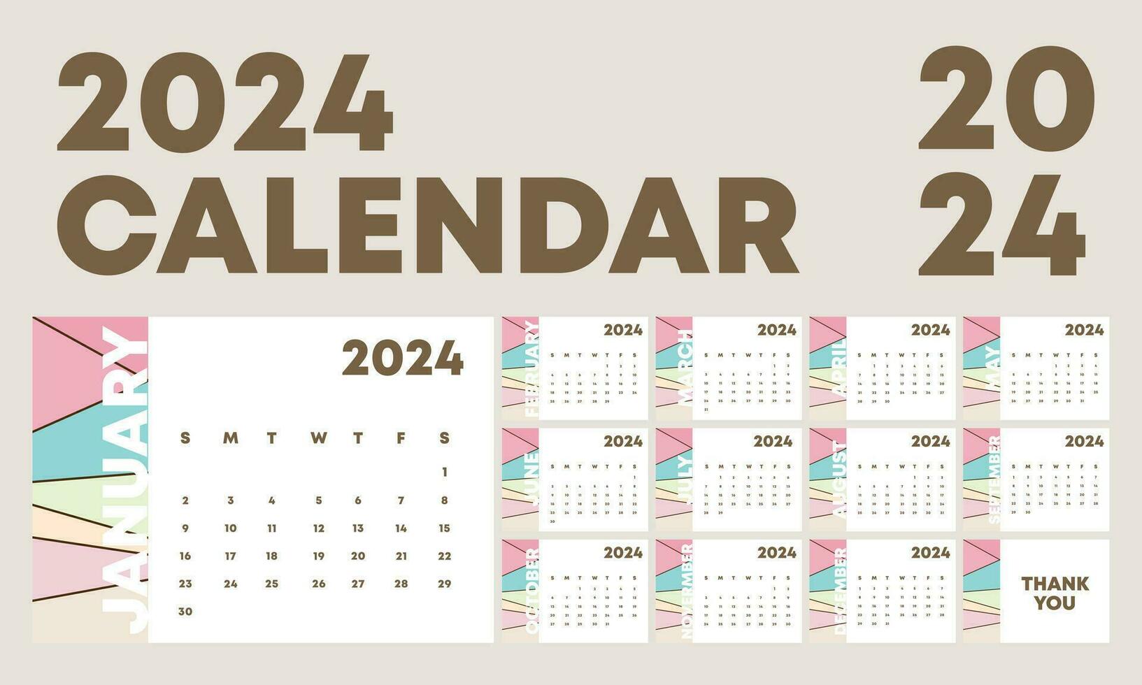 resumen 2024 calendario diseño modelo vector