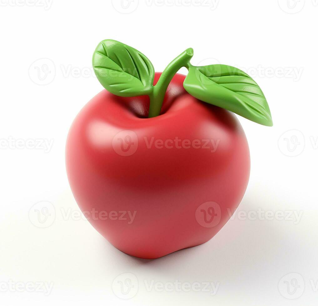 3d illustration, red apple, school symbol. plasticine style. generated AI photo