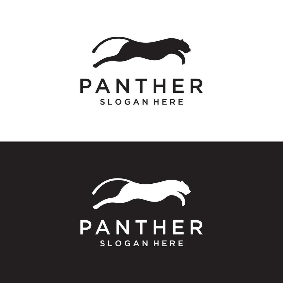 Creative and unique cheetah,panther,leopard animal Logo template design silhouette isolated on background. vector