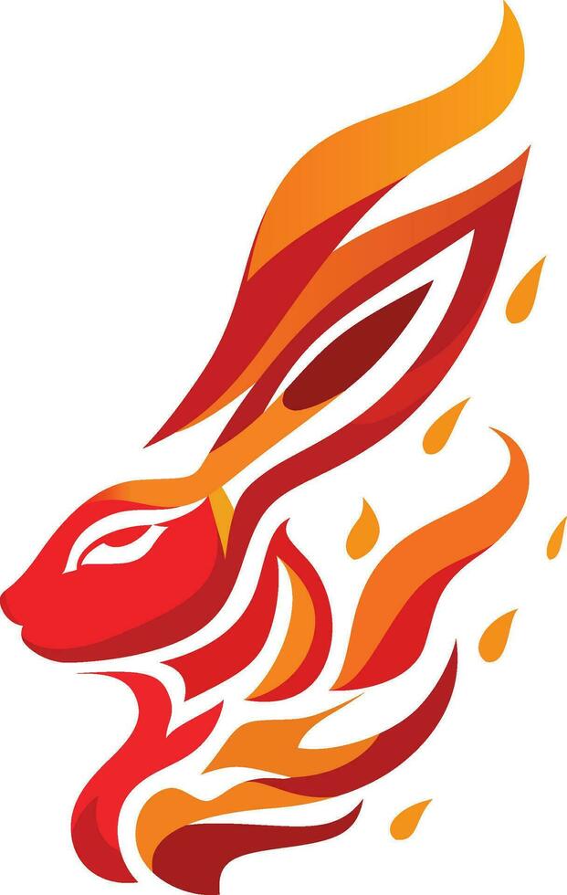 fire rabbit logo template vector illustration, Rabbit in fire, bunny surrounded by flame icon clip art logo stock vector image